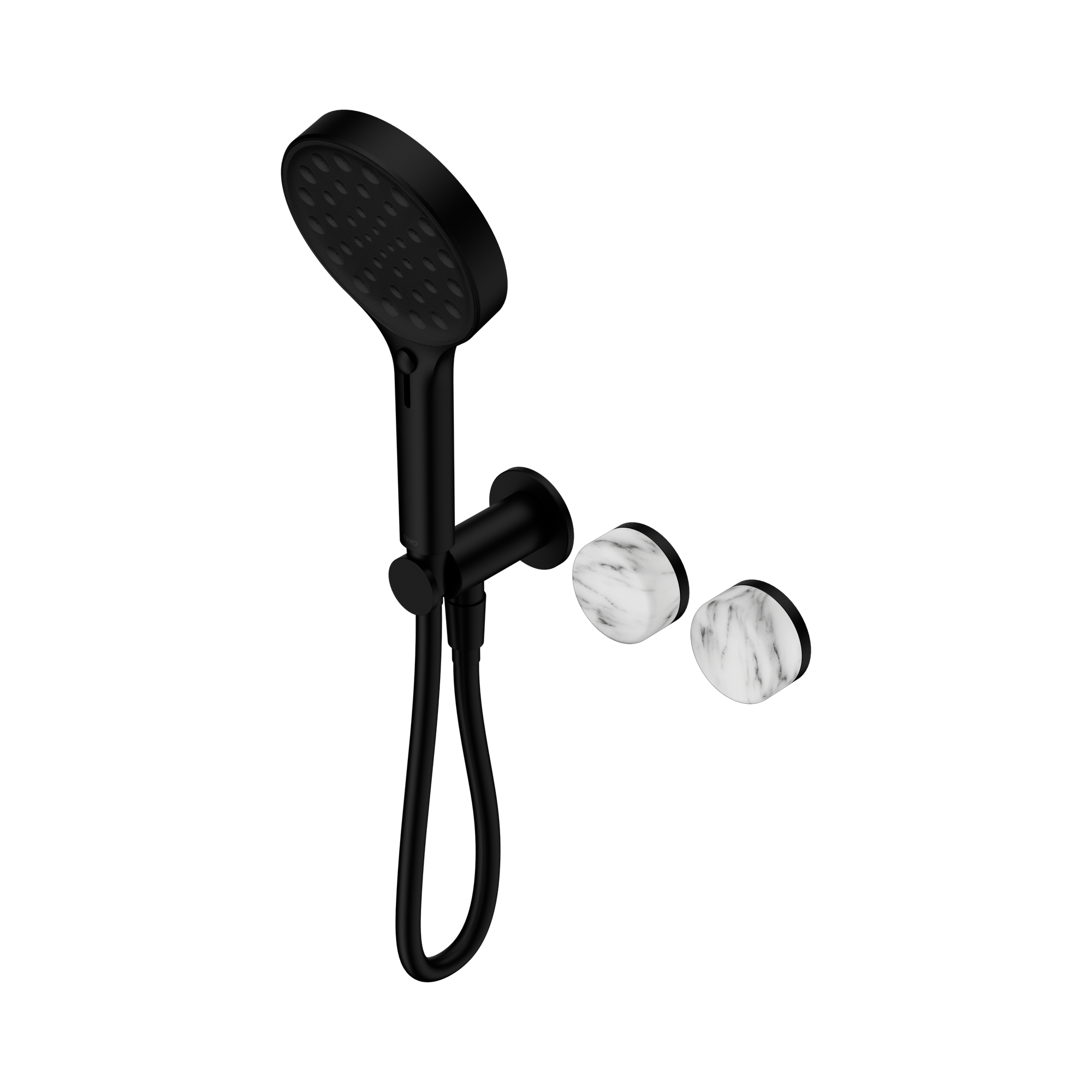 24 E028 MB Serenity Progressive Shower System With Arabescato Corchia Handle And Serenity Hand Shower Matte Black image 1