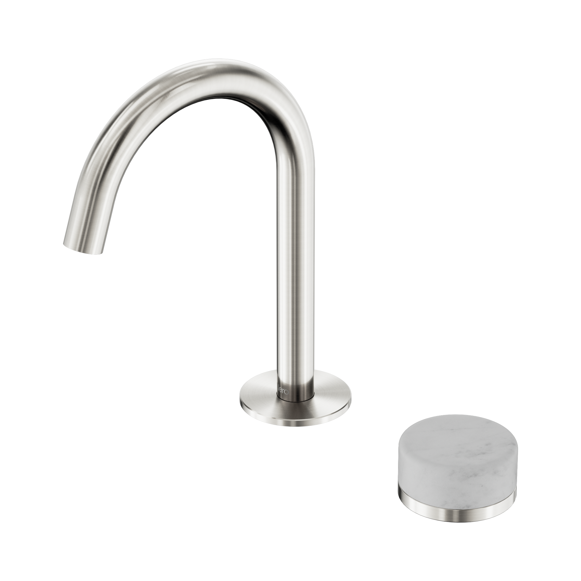 24 E031 BN Serenity Progressive Basin Mixer Arc Spout With Carrara Handle Brushed Nickel image 1