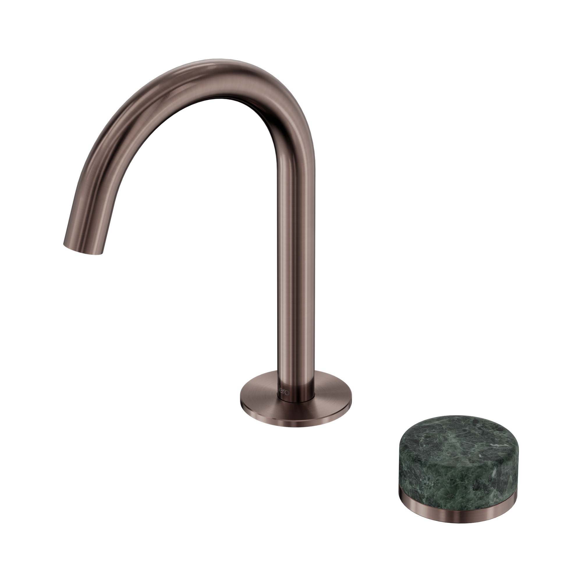 24 E032 BZ Serenity Progressive Basin Mixer Arc Spout With Verde Alpi Handle Brushed Bronze image 1