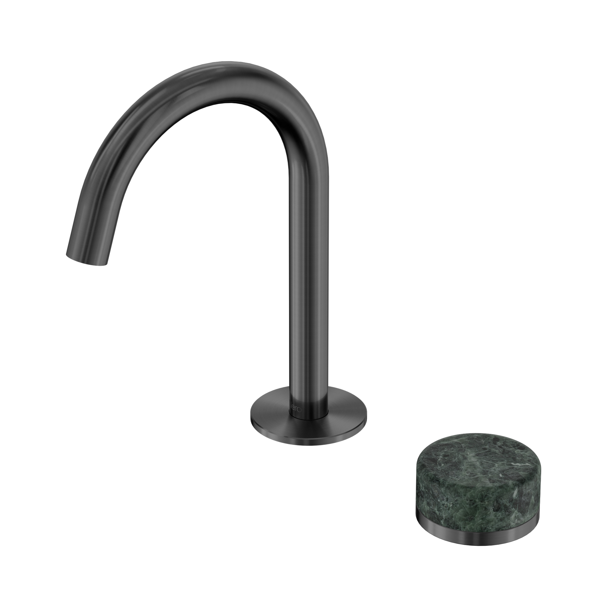 24 E032 GM Serenity Progressive Basin Mixer Arc Spout With Verde Alpi Handle Gun Metal image 1