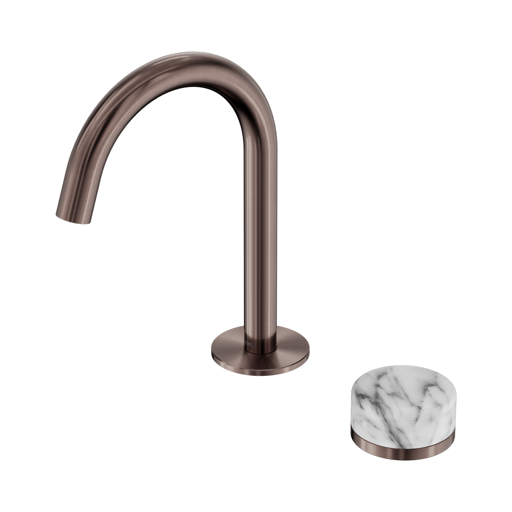 24 E034 BZ Serenity Progressive Basin Mixer Arc Spout With Arabescato Corchia Handle Brushed Bronze image 1