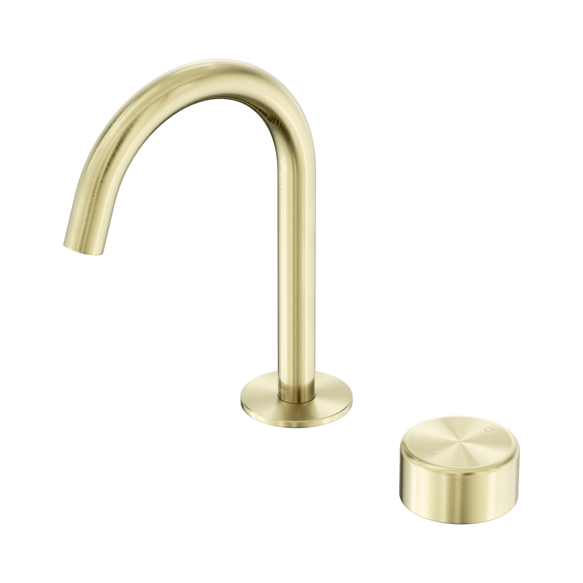 24 E036 BG Serenity Progressive Basin Mixer Arc Spout With Metal Handle Brushed Gold image 1
