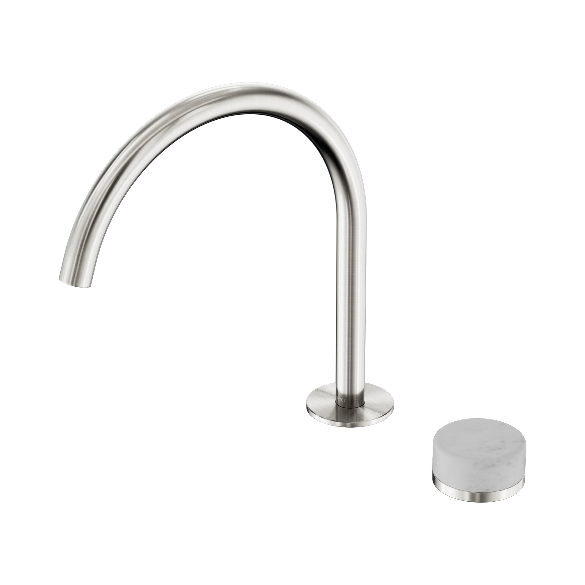 24 E037 BN Serenity Progressive Bath Kitchen Mixer Arc Spout With Carrara Handle Brushed Nickel image 1