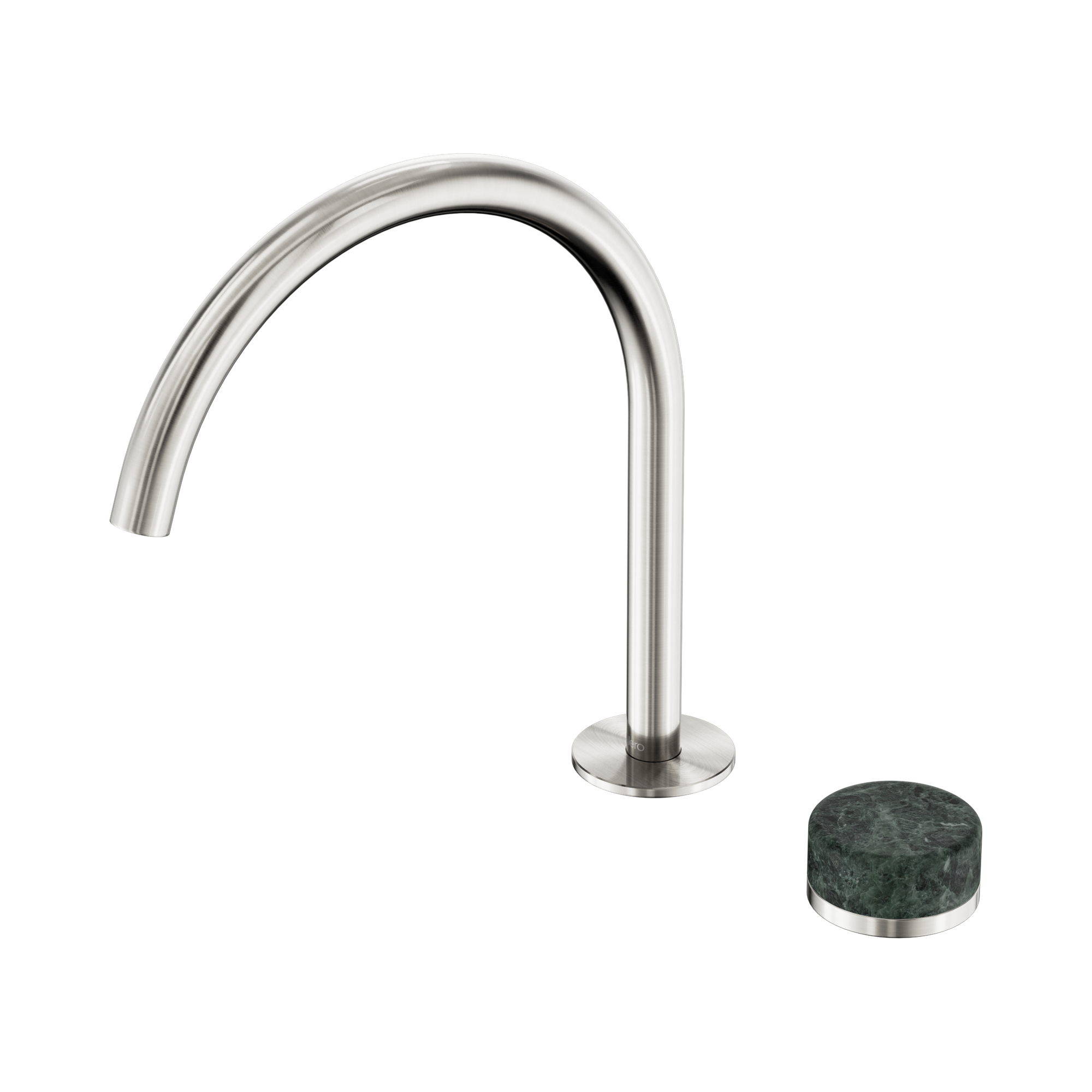 24 E038 BN Serenity Progressive Bath Kitchen Mixer Arc Spout With Verde Alpi Handle Brushed Nickel image 1