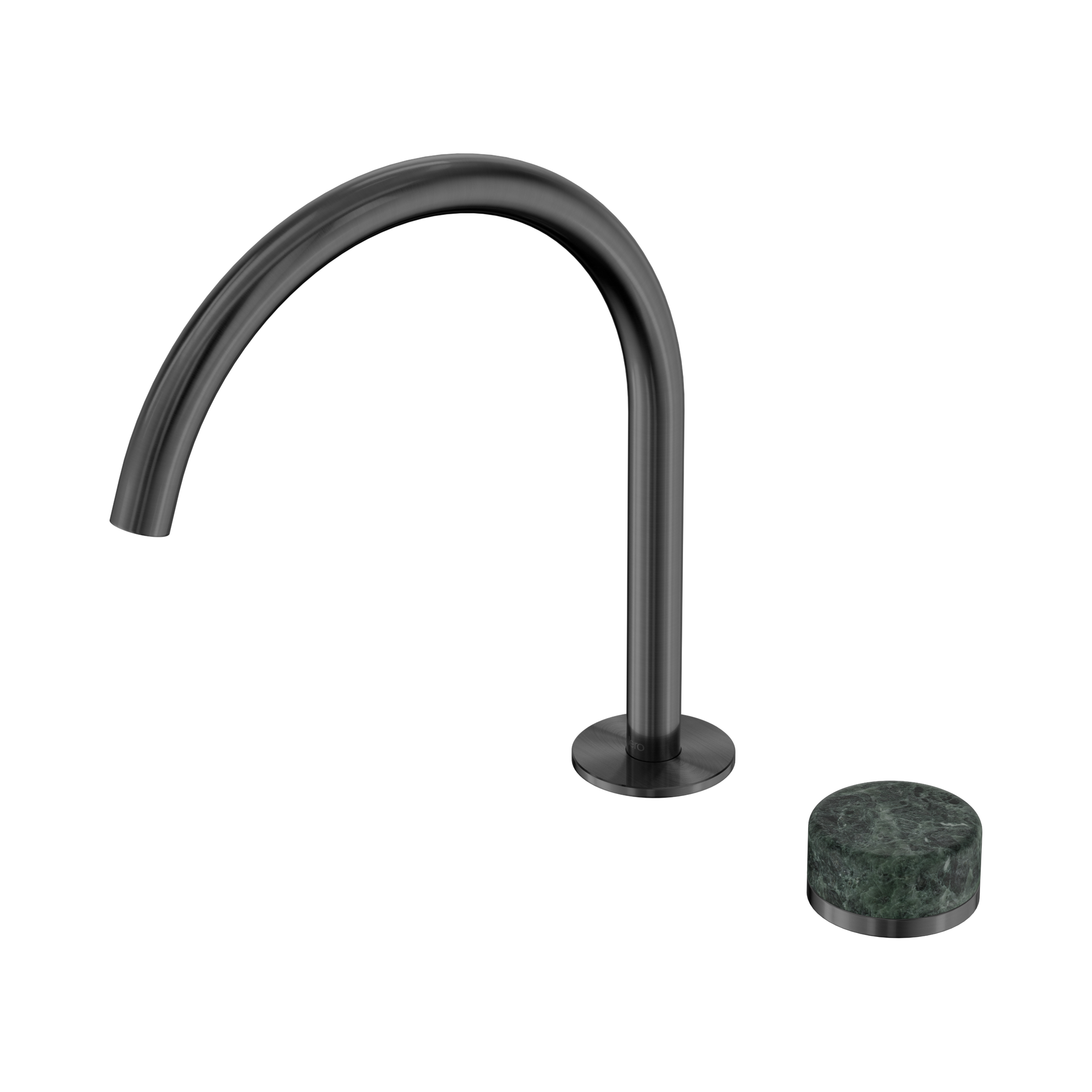 24 E038 GM Serenity Progressive Bath Kitchen Mixer Arc Spout With Verde Alpi Handle Gun Metal image 1