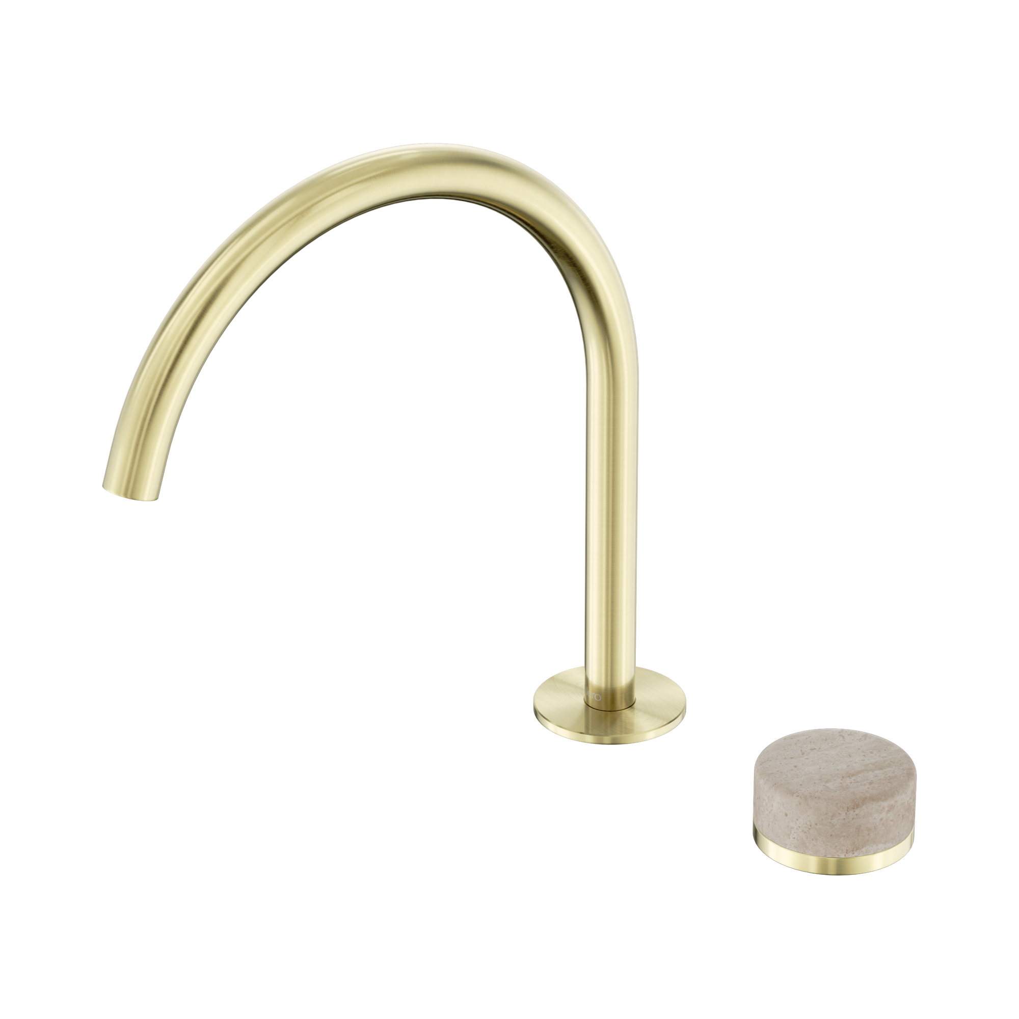 24 E039 BG Serenity Progressive Bath Kitchen Mixer Arc Spout With Rome Travertine Handle Brushed Gold image 1