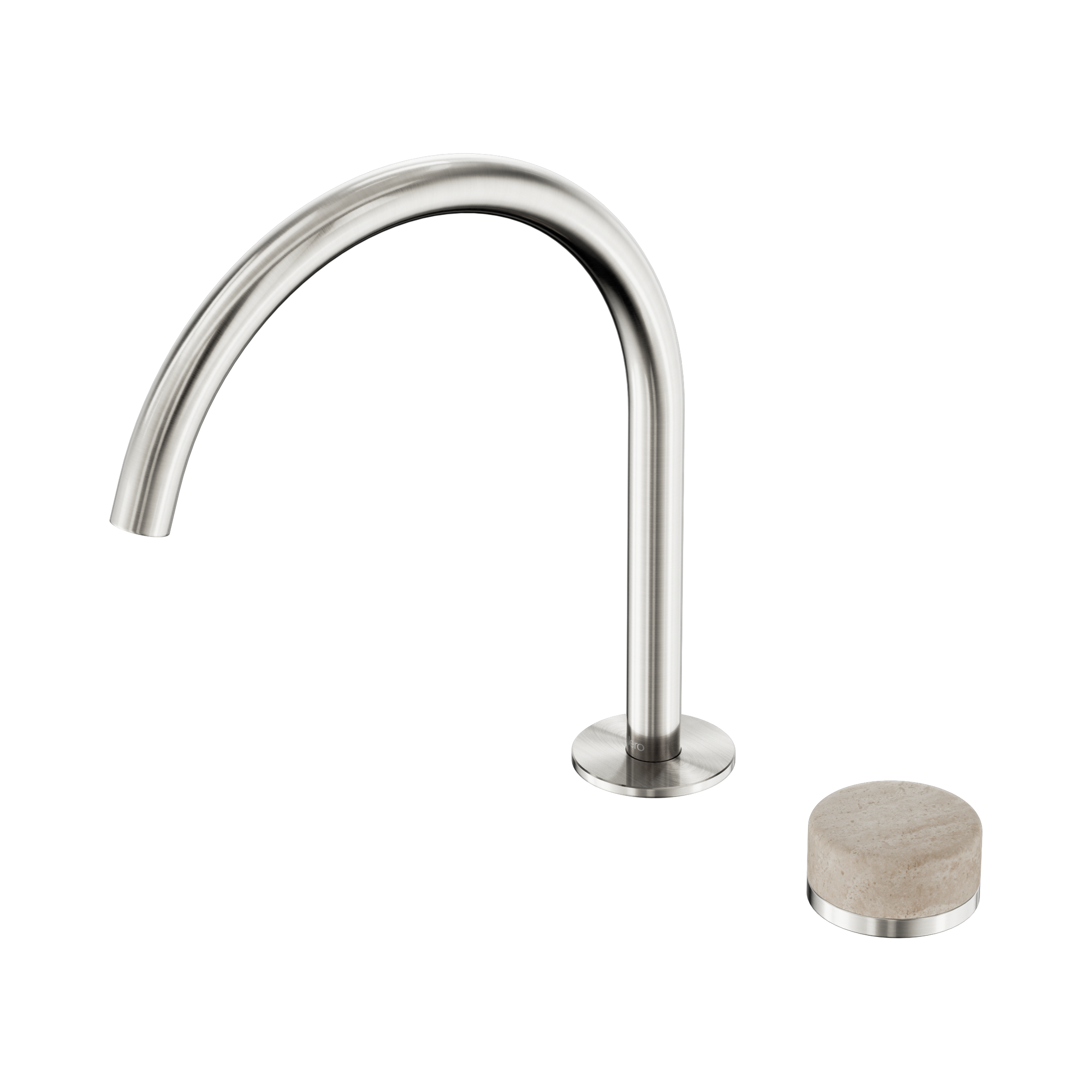 24 E039 BN Serenity Progressive Bath Kitchen Mixer Arc Spout With Rome Travertine Handle Brushed Nickel image 1