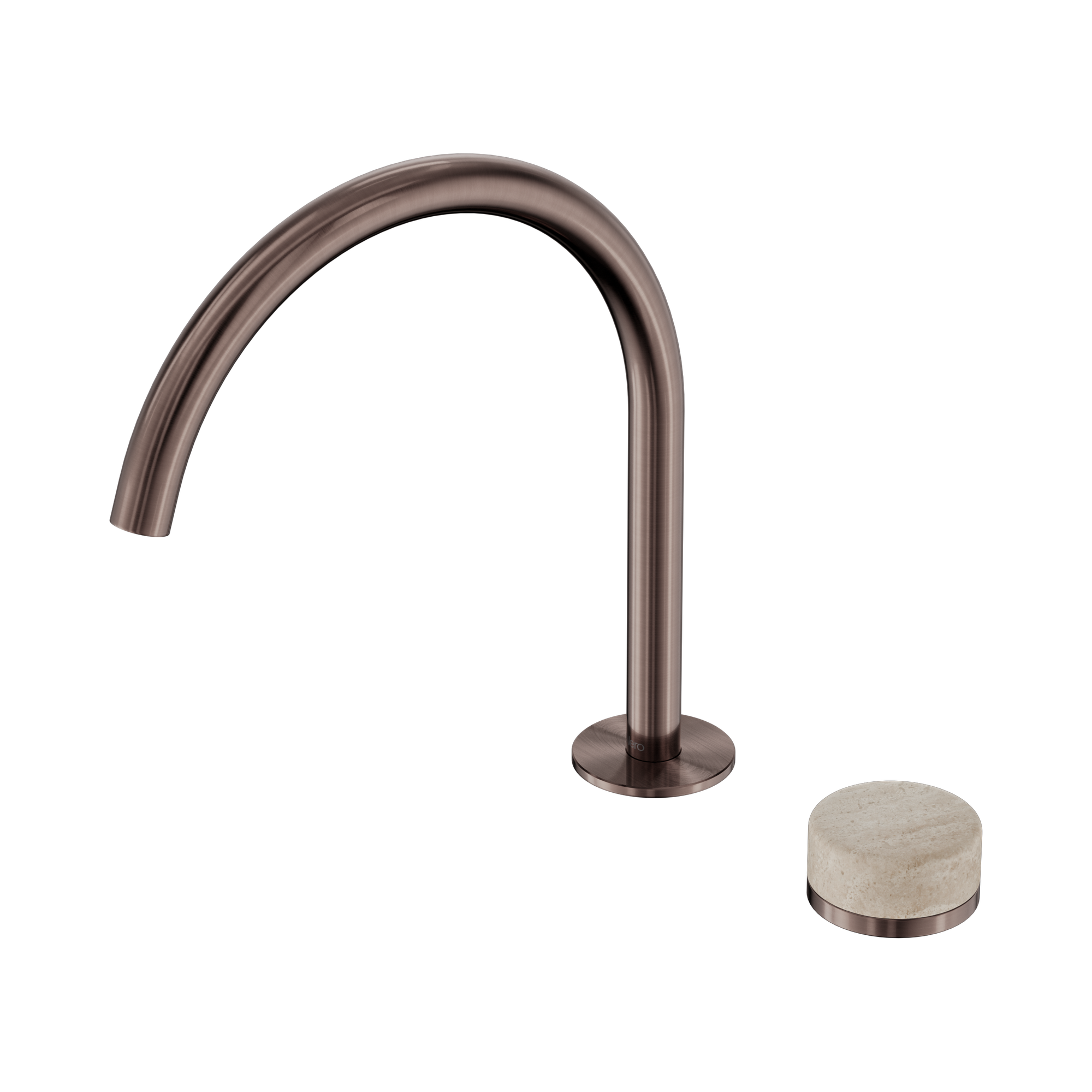 24 E039 BZ Serenity Progressive Bath Kitchen Mixer Arc Spout With Rome Travertine Handle Brushed Bronze image 1
