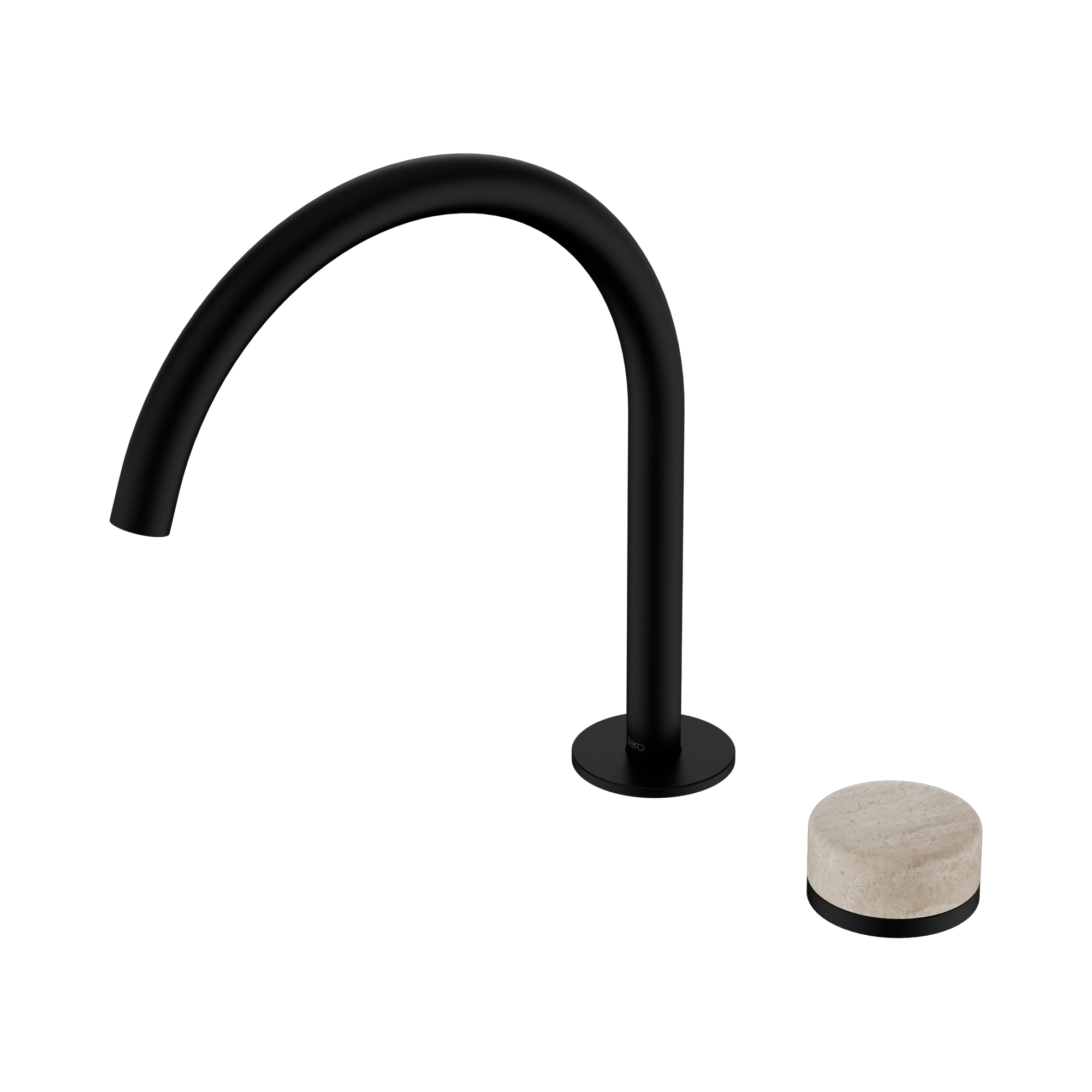 24 E039 MB Serenity Progressive Bath Kitchen Mixer Arc Spout With Rome Travertine Handle Matte Black image 1