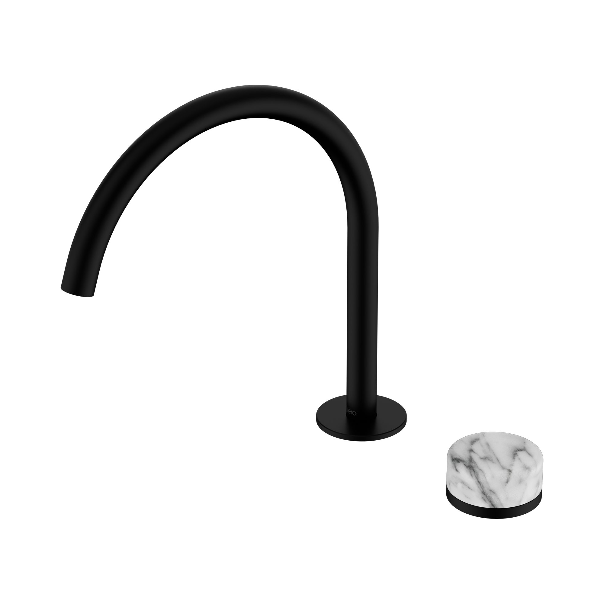 24 E040 MB Serenity Progressive Bath Kitchen Mixer Arc Spout With Arabescato Corchia Handle Matte Black image 1