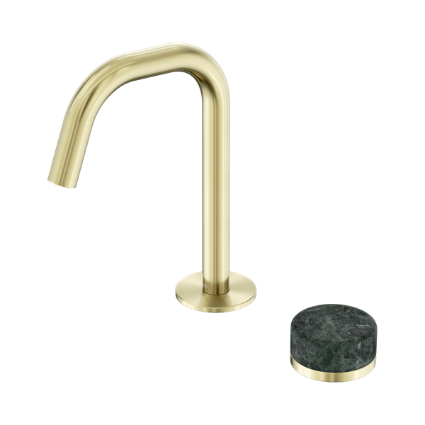 24 E044 BG Serenity Progressive Basin Mixer Edge Spout With Verde Alpi Handle Brushed Gold Thumb