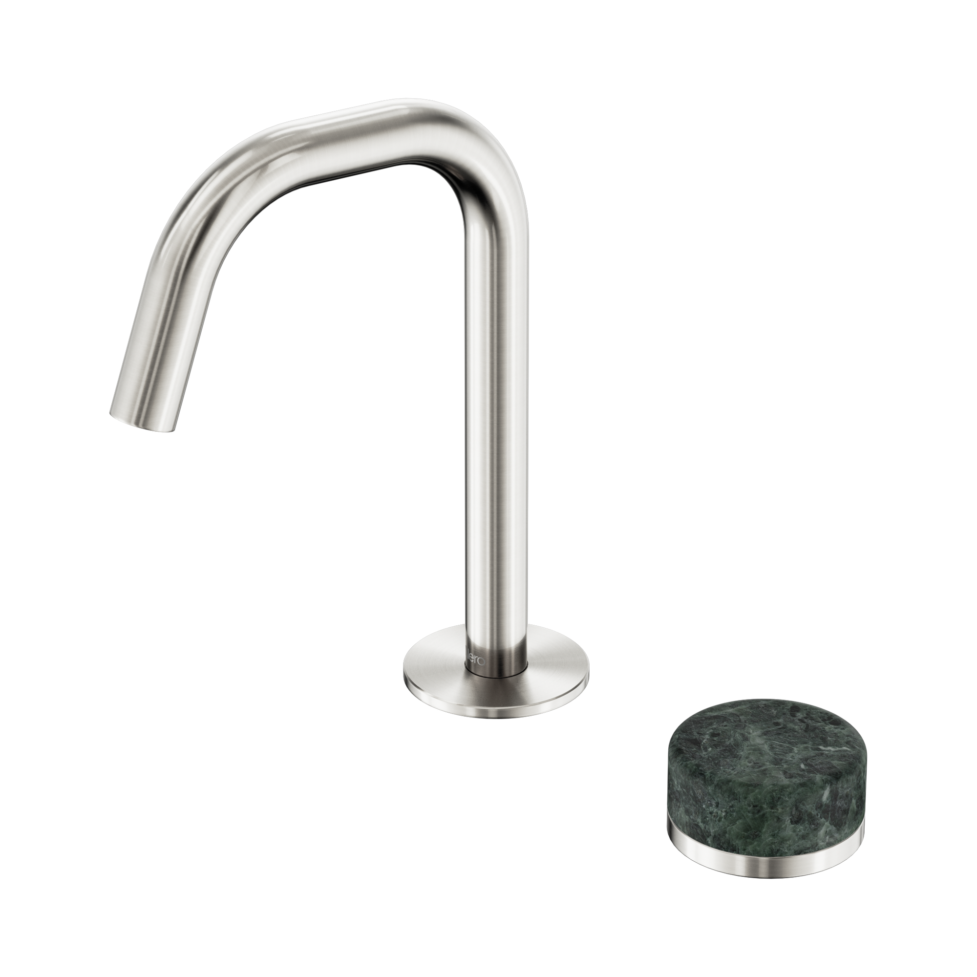 24 E044 BN Serenity Progressive Basin Mixer Edge Spout With Verde Alpi Handle Brushed Nickel image 1