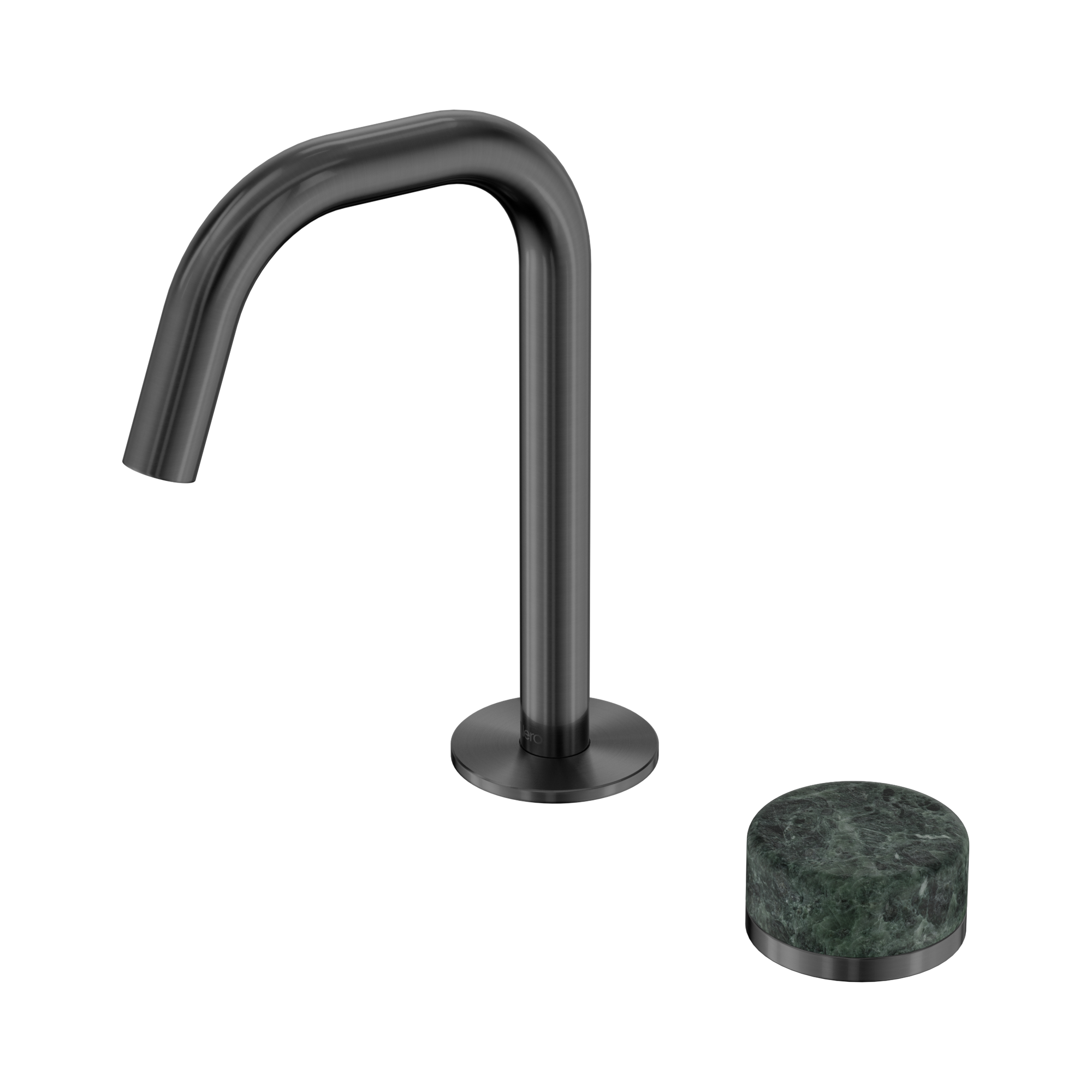 24 E044 GM Serenity Progressive Basin Mixer Edge Spout With Verde Alpi Handle Gun Metal image 1
