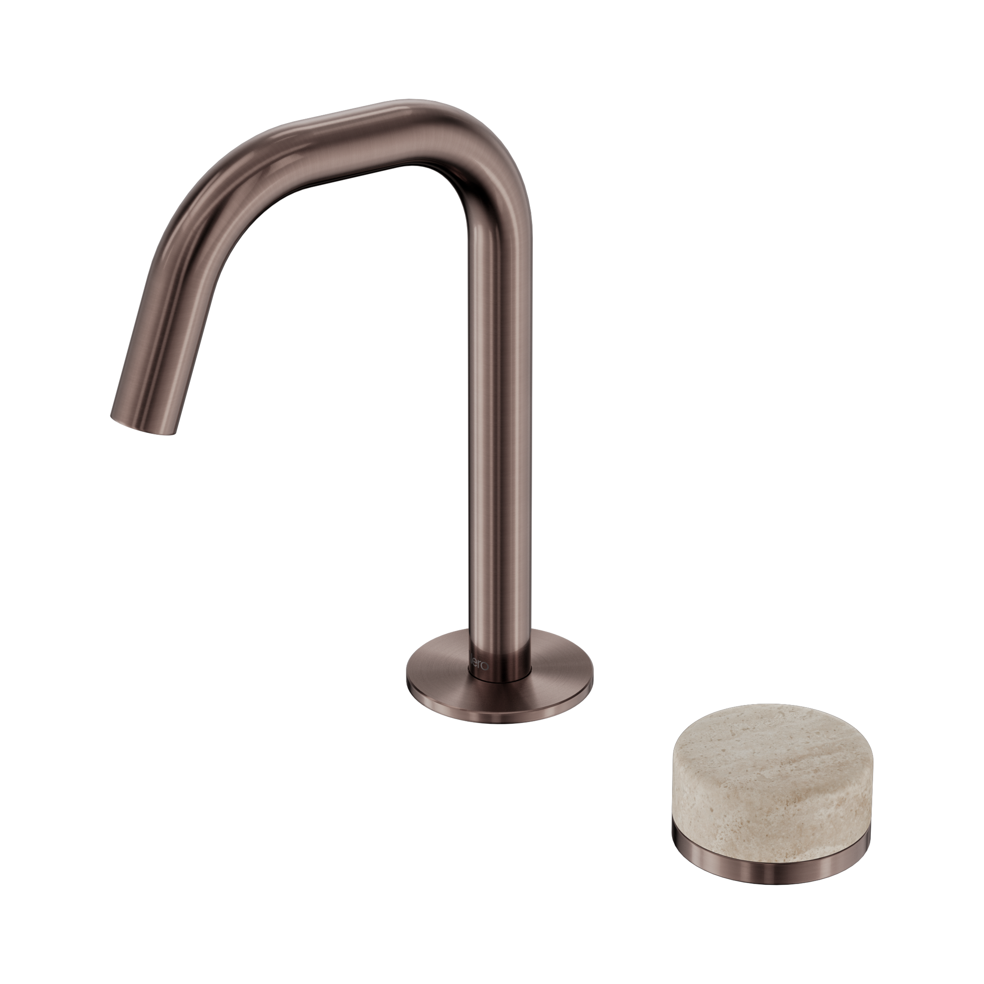 24 E045 BZ Serenity Progressive Basin Mixer Edge Spout With Rome Travertine Handle Brushed Bronze image 1