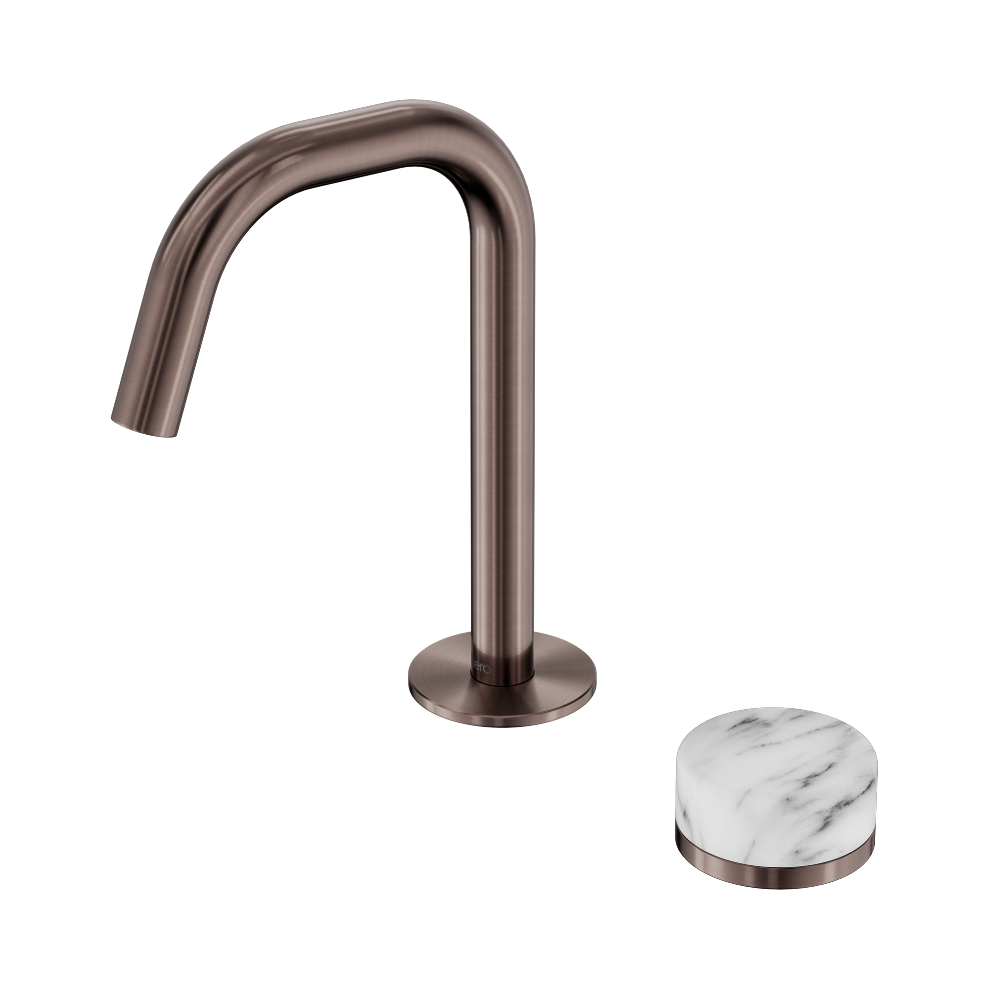 24 E046 BZ Serenity Progressive Basin Mixer Edge Spout With Arabescato Corchia Handle Brushed Bronze image 1
