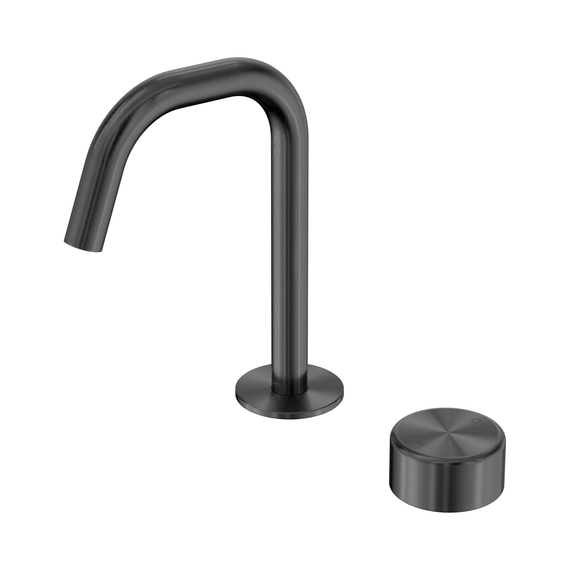 24 E048 GM Serenity Progressive Basin Mixer Edge Spout With Metal Handle Gun Metal image 1