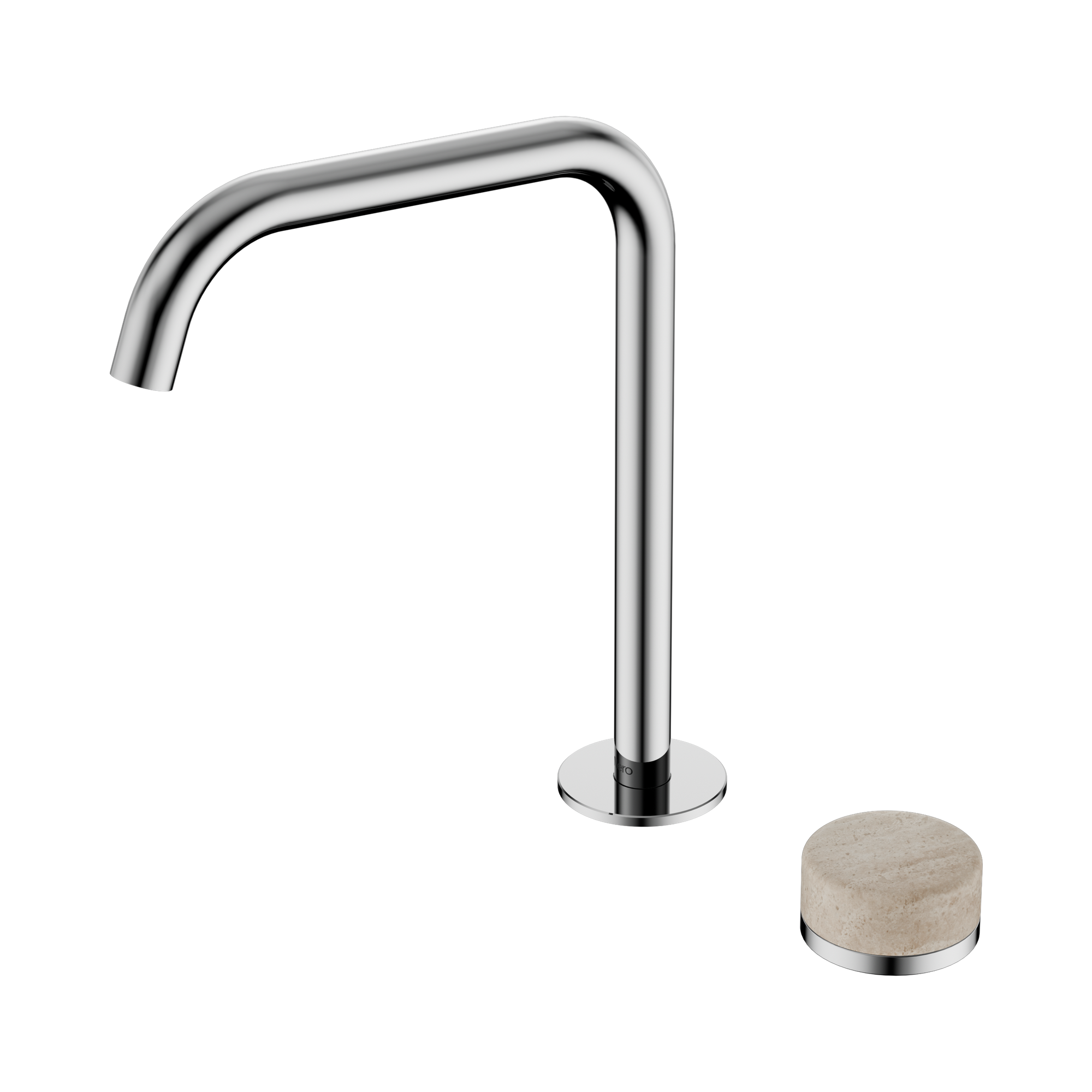 24 E051 CH Serenity Progressive Bath Kitchen Mixer Edge Spout With Rome Travertine Handle Chrome image 1