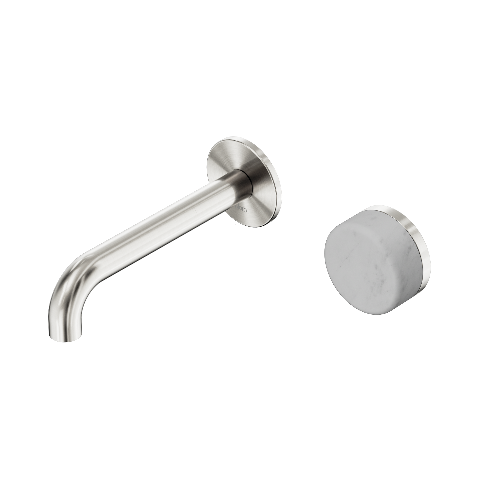 24 E061 BN Serenity Progressive Wall Basin Mixer 160mm Spout With Carrara Handle Brushed Nickel image 1