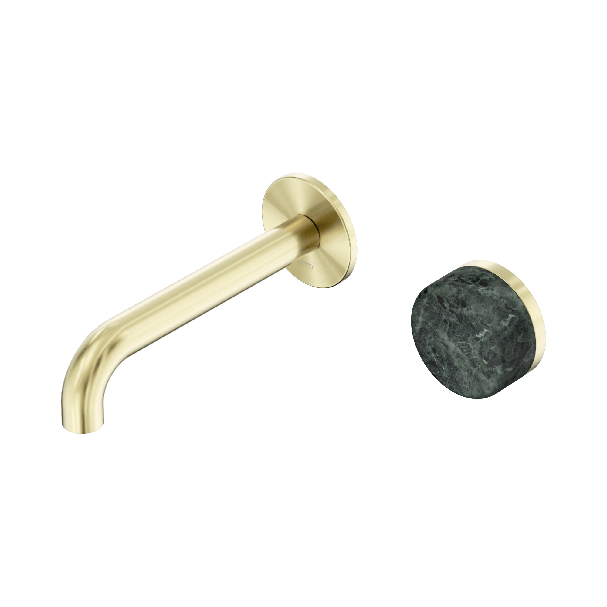 24 E062 BG Serenity Progressive Wall Basin Mixer 160mm Spout With Verde Alpi Handle Brushed Gold image 1