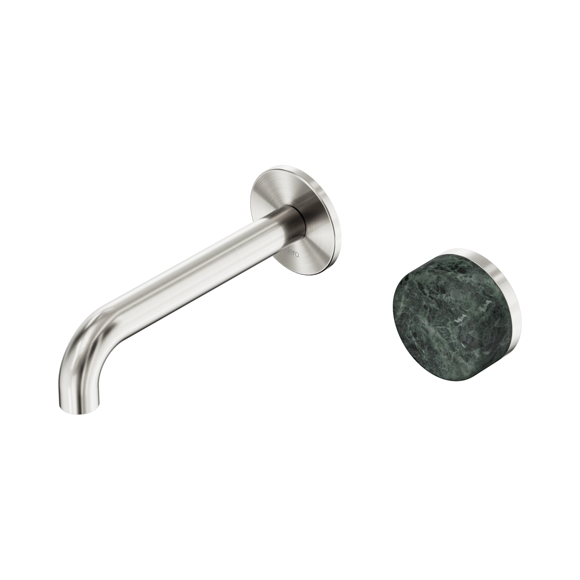 24 E062 BN Serenity Progressive Wall Basin Mixer 160mm Spout With Verde Alpi Handle Brushed Nickel image 1