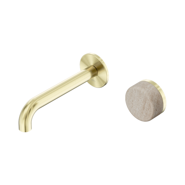 24 E063 BG Serenity Progressive Wall Basin Mixer 160mm Spout With Rome Travertine Handle Brushed Gold Thumb