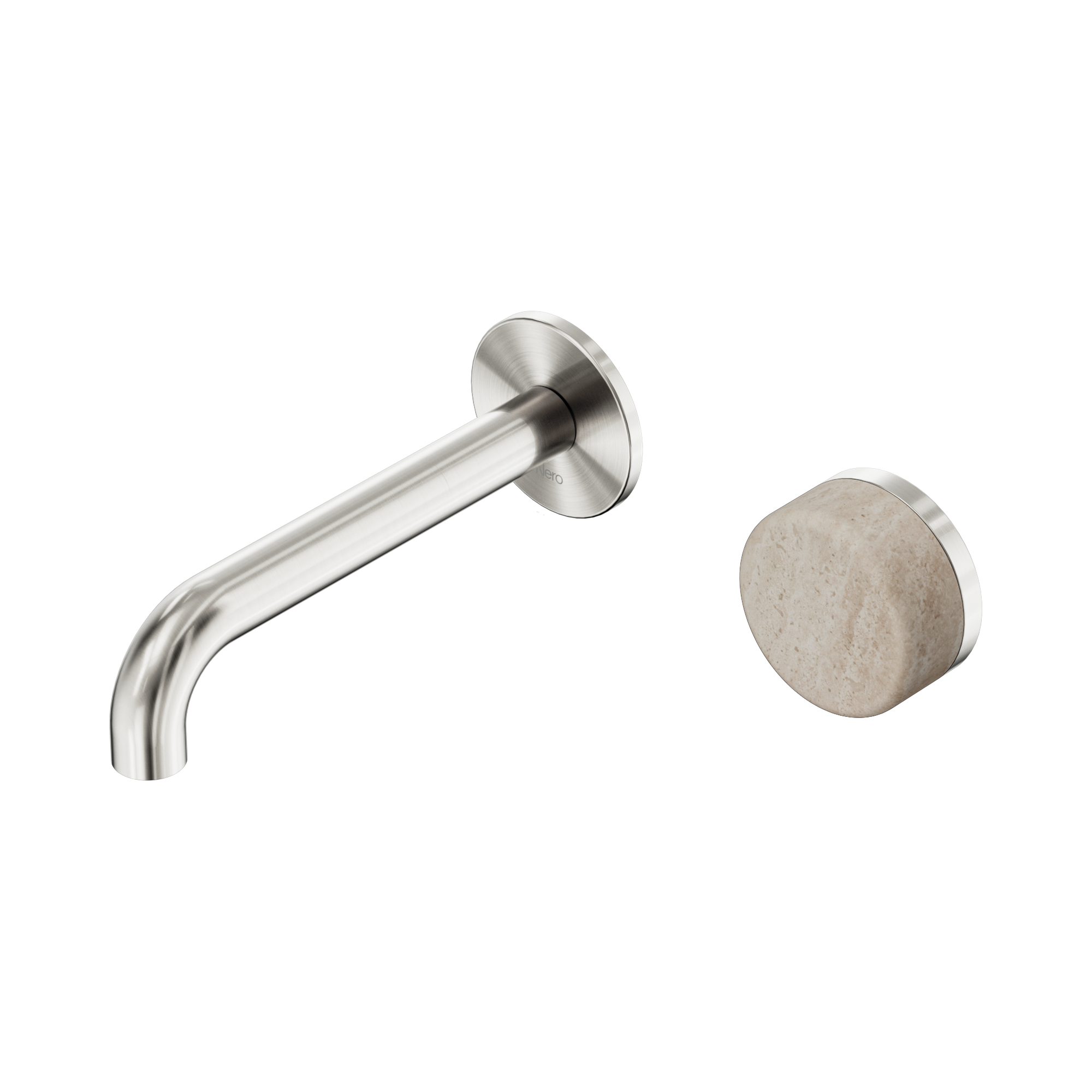 24 E063 BN Serenity Progressive Wall Basin Mixer 160mm Spout With Rome Travertine Handle Brushed Nickel image 1