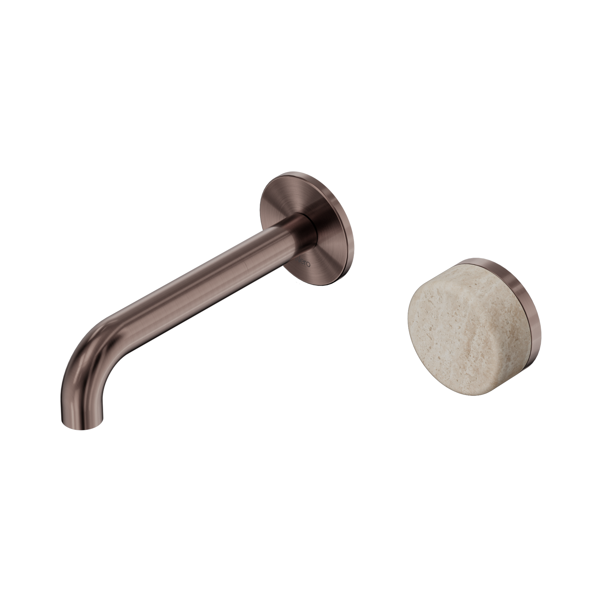 24 E063 BZ Serenity Progressive Wall Basin Mixer 160mm Spout With Rome Travertine Handle Brushed Bronze image 1