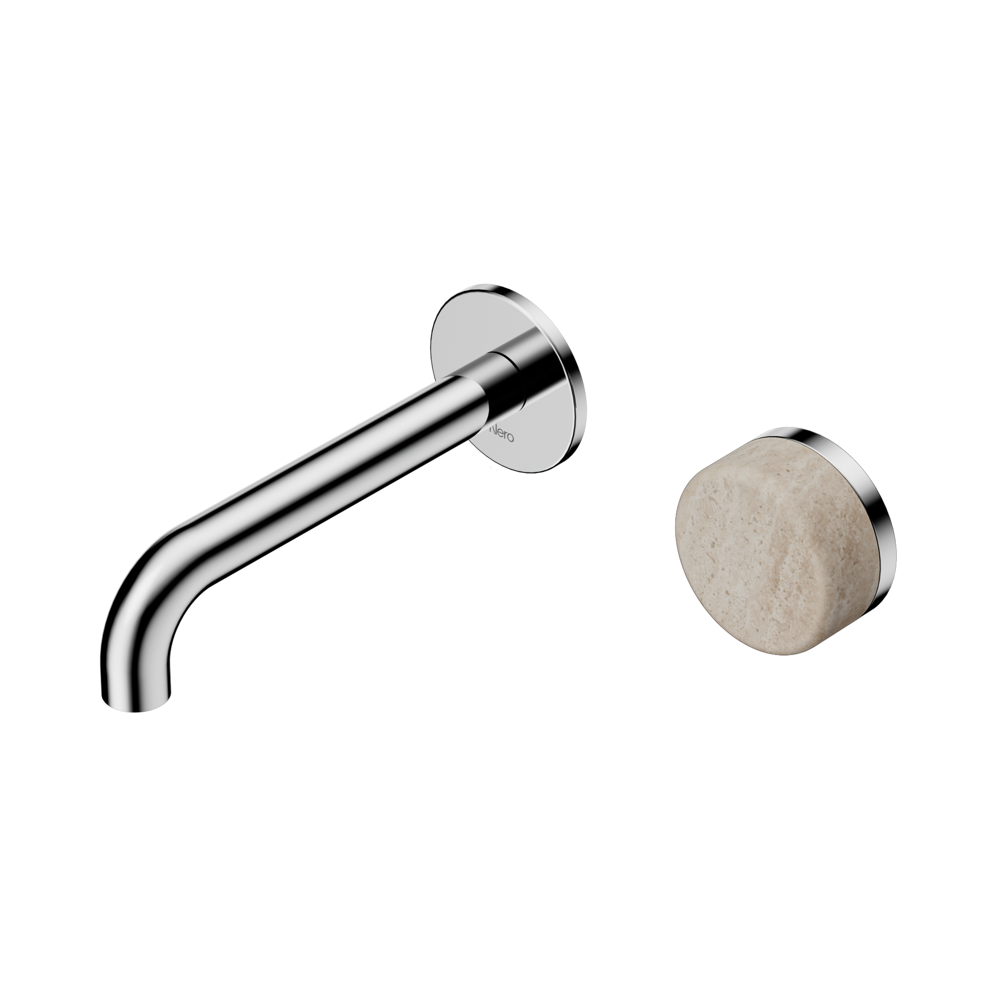 24 E063 CH Serenity Progressive Wall Basin Mixer 160mm Spout With Rome Travertine Handle Chrome image 1