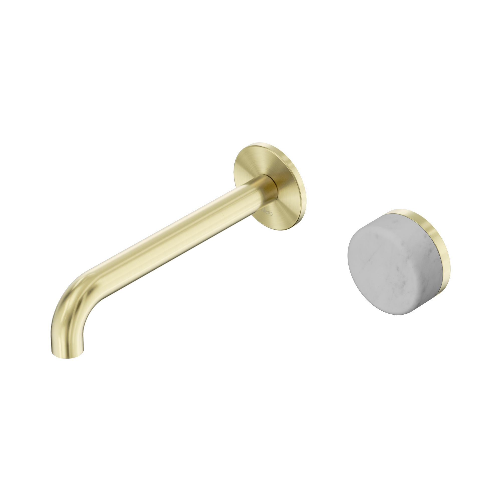 24 E067 BG Serenity Progressive Wall Basin Mixer 185mm Spout With Carrara Handle Brushed Gold image 1