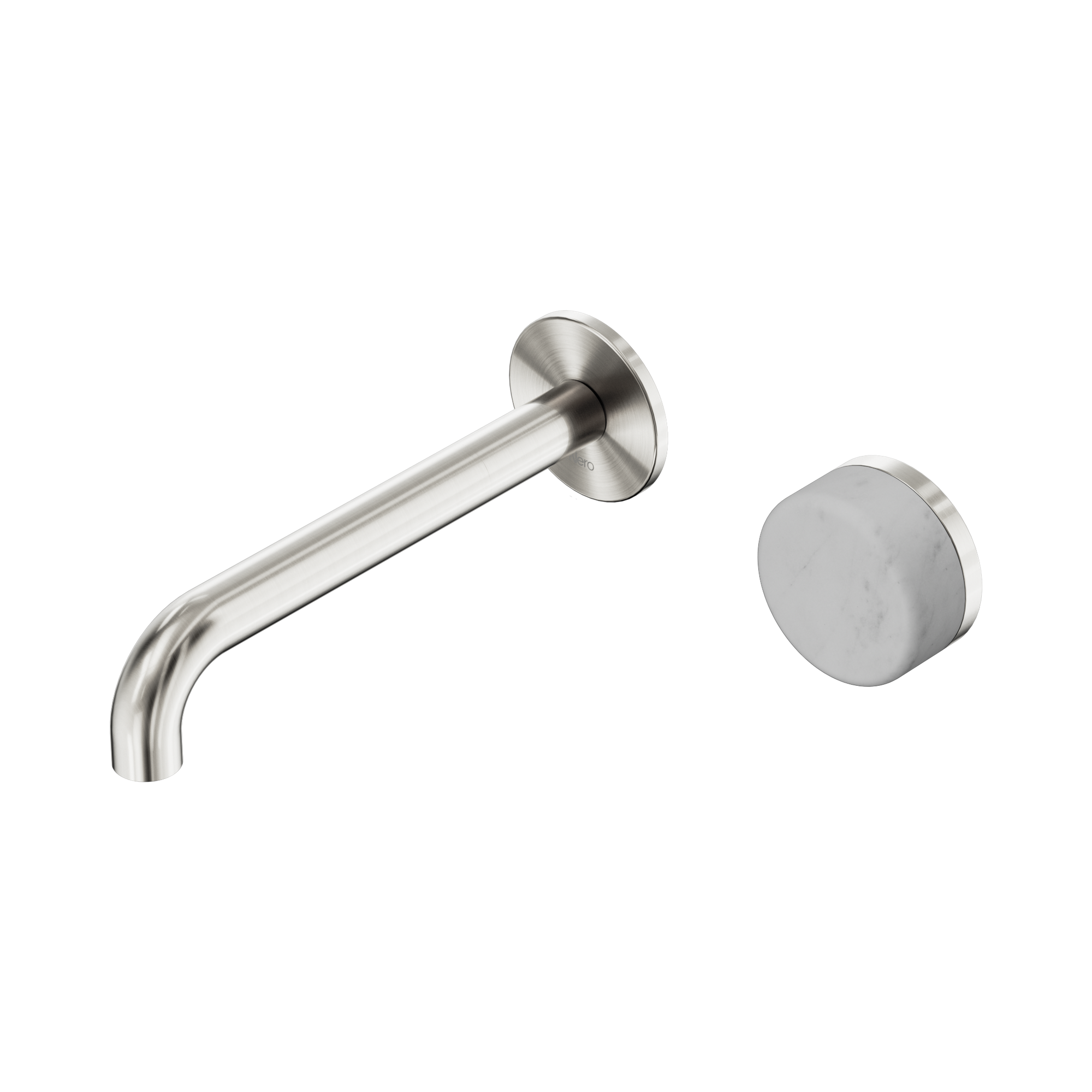 24 E067 BN Serenity Progressive Wall Basin Mixer 185mm Spout With Carrara Handle Brushed Nickel image 1