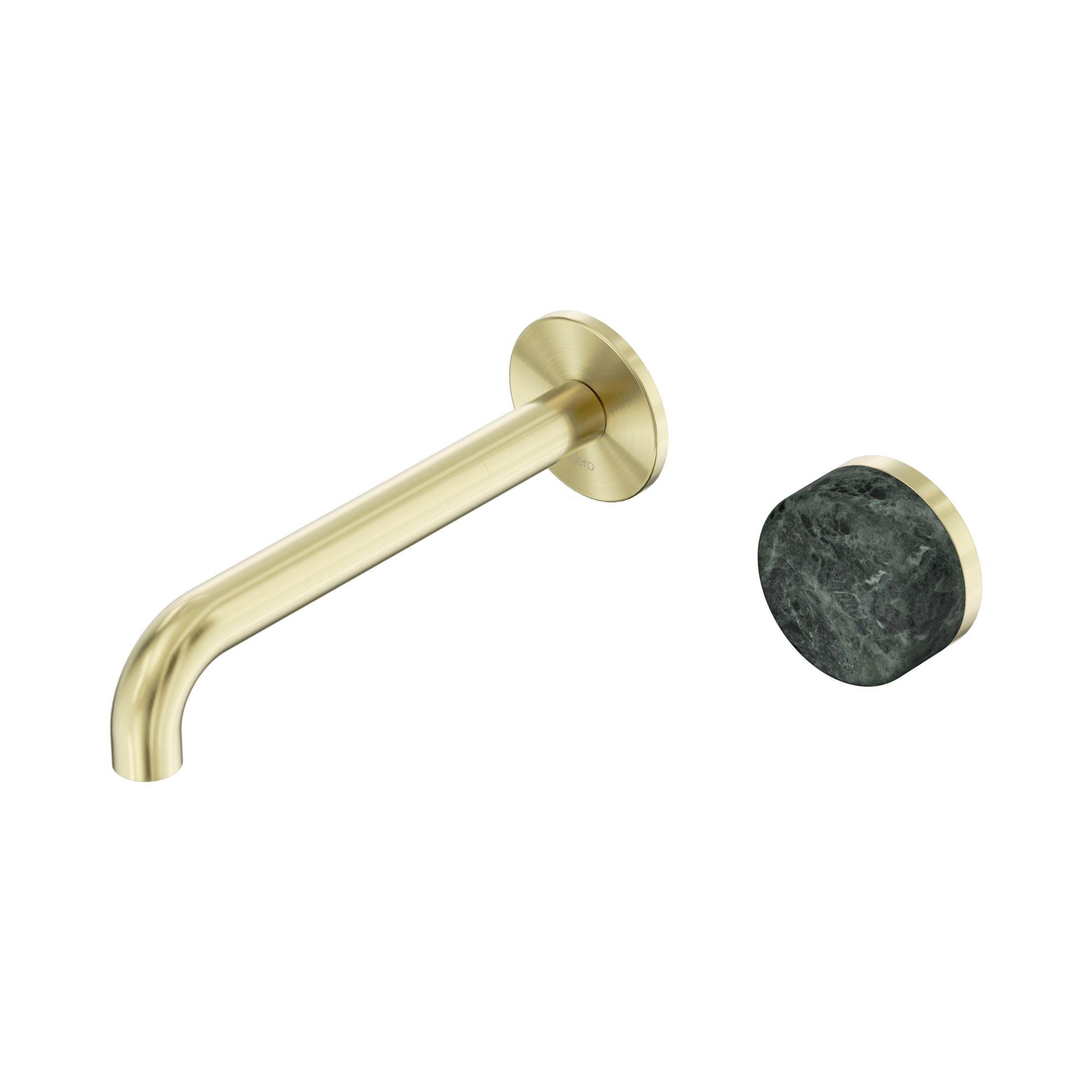 24 E068 BG Serenity Progressive Wall Basin Mixer 185mm Spout With Verde Alpi Handle Brushed Gold image 1