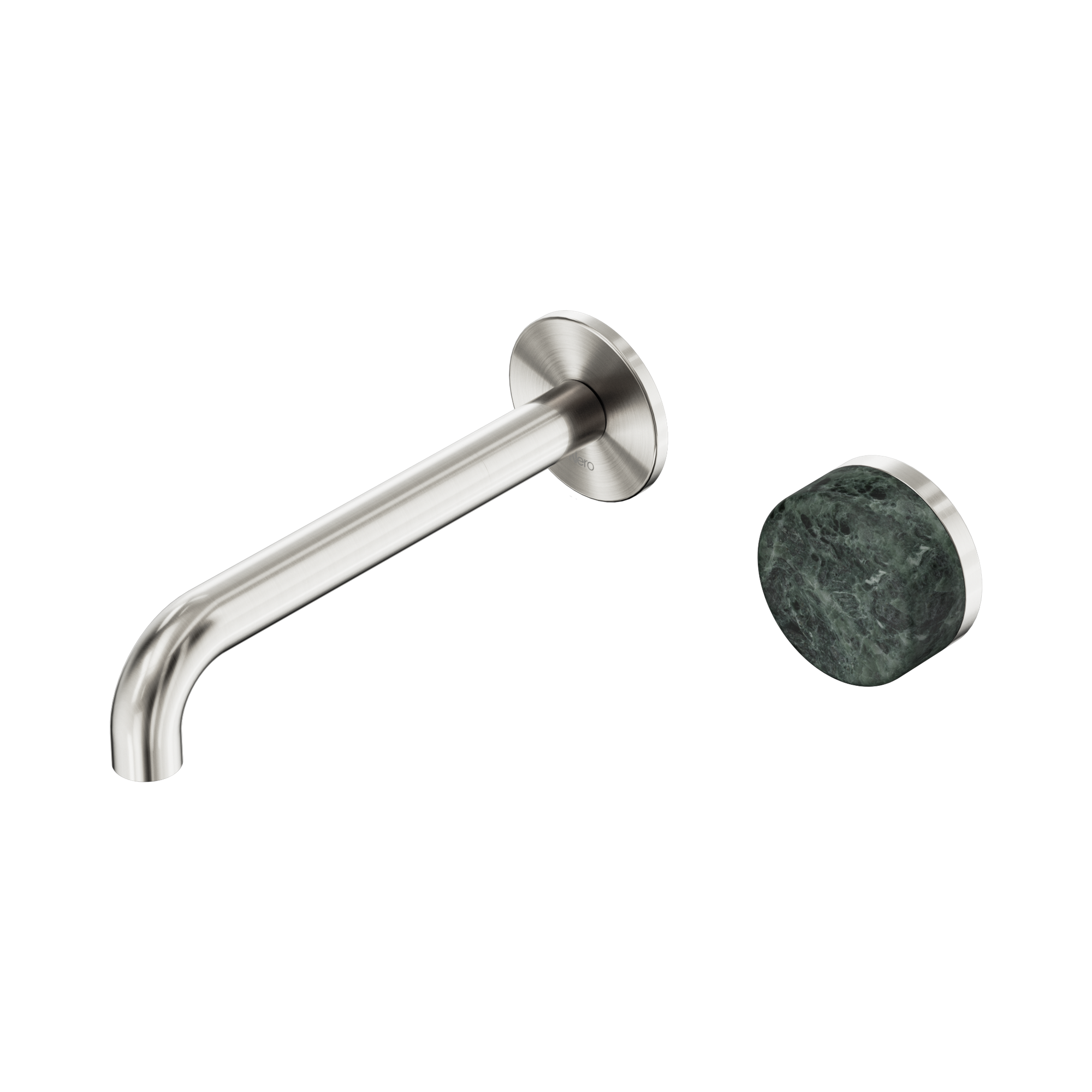 24 E068 BN Serenity Progressive Wall Basin Mixer 185mm Spout With Verde Alpi Handle Brushed Nickel image 1