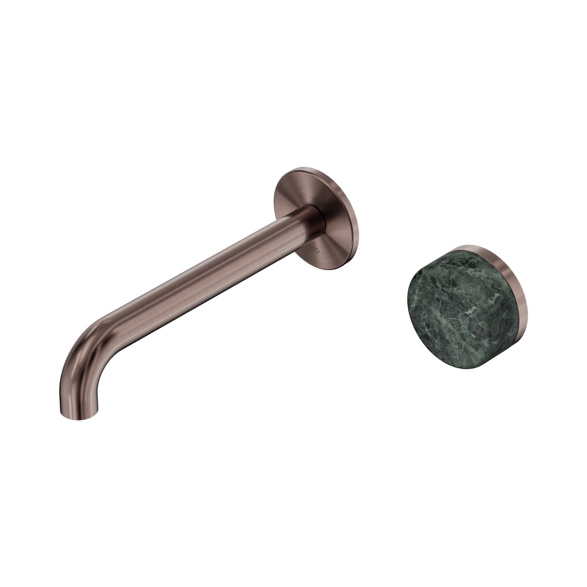 24 E068 BZ Serenity Progressive Wall Basin Mixer 185mm Spout With Verde Alpi Handle Brushed Bronze image 1