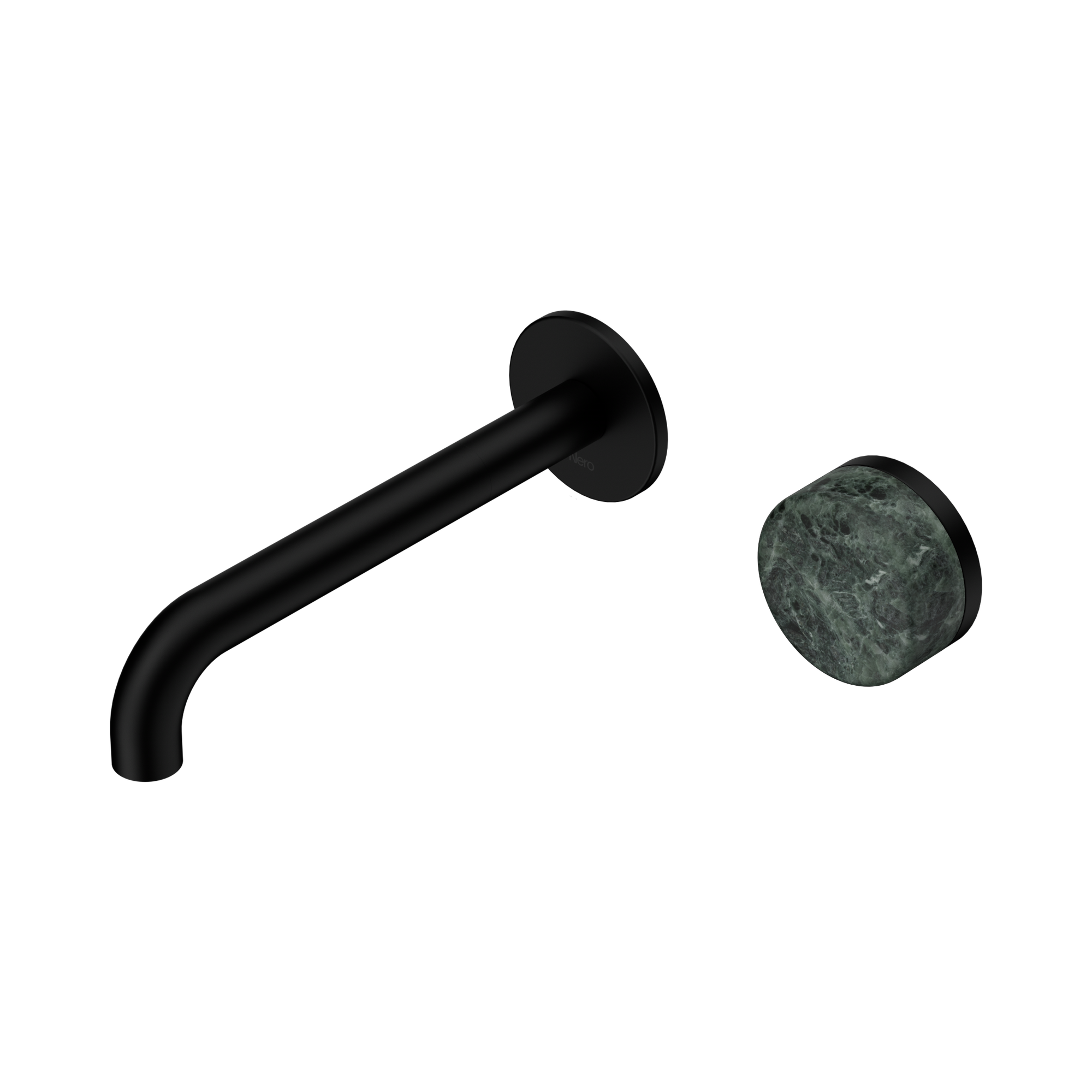 24 E068 MB Serenity Progressive Wall Basin Mixer 185mm Spout With Verde Alpi Handle Matte Black image 1