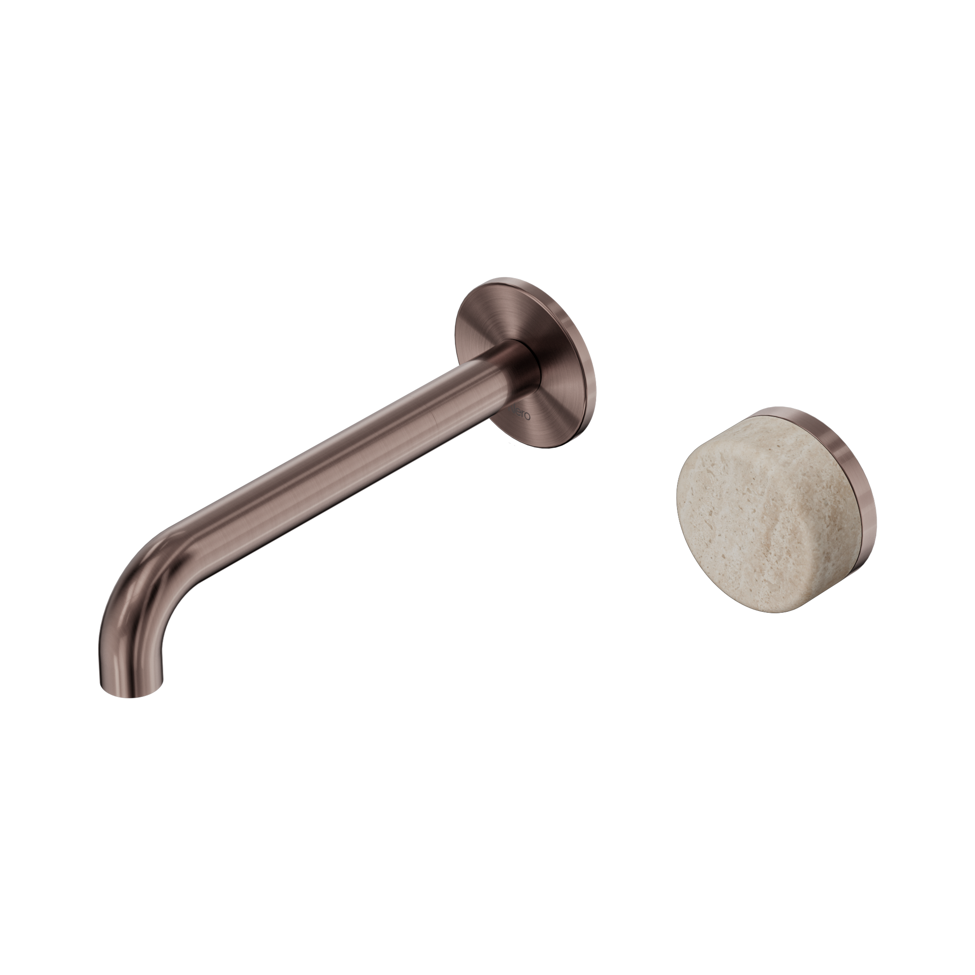 24 E069 BZ Serenity Progressive Wall Basin Mixer 185mm Spout With Rome Travertine Handle Brushed Bronze image 1