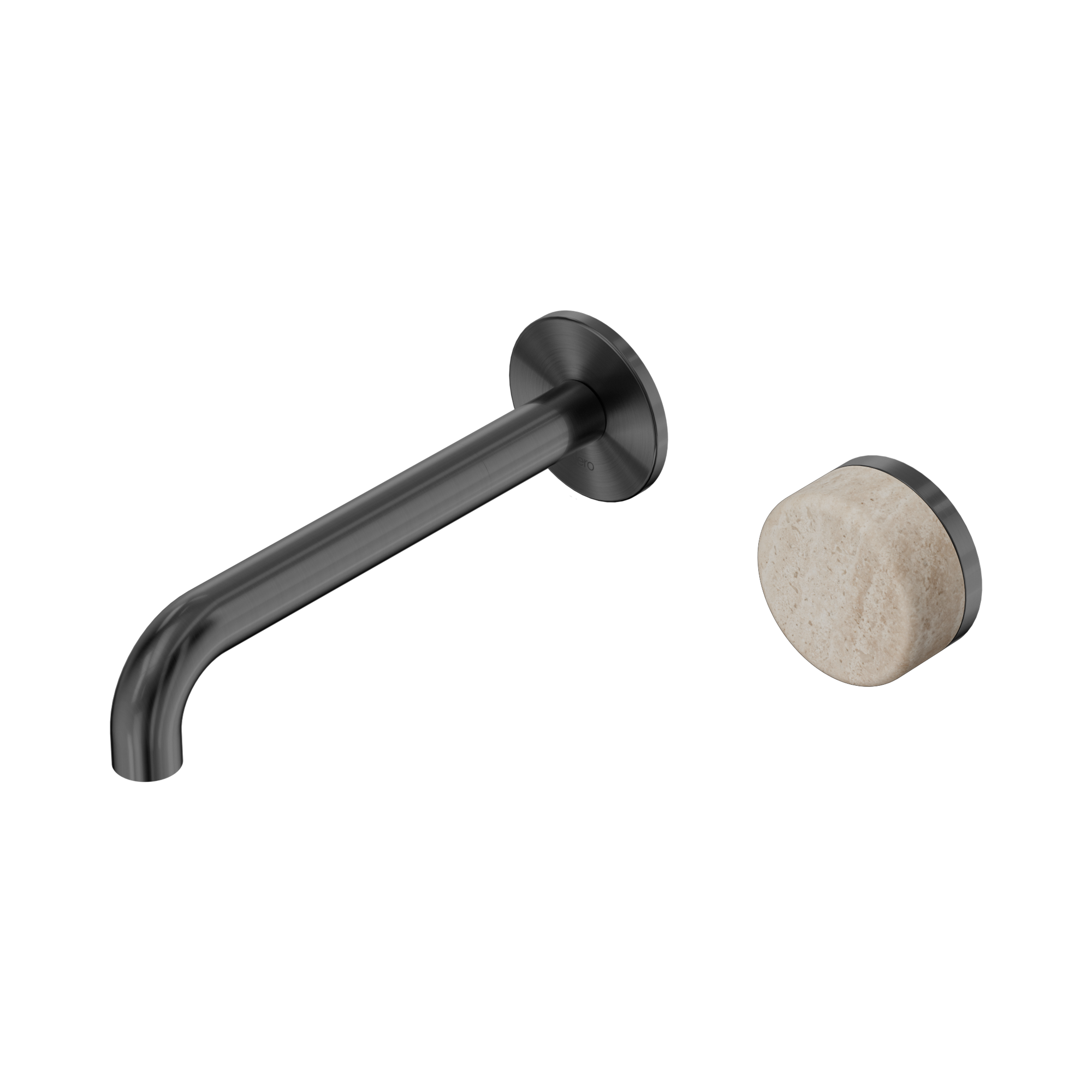 24 E069 GM Serenity Progressive Wall Basin Mixer 185mm Spout With Rome Travertine Handle Gun Metal image 1