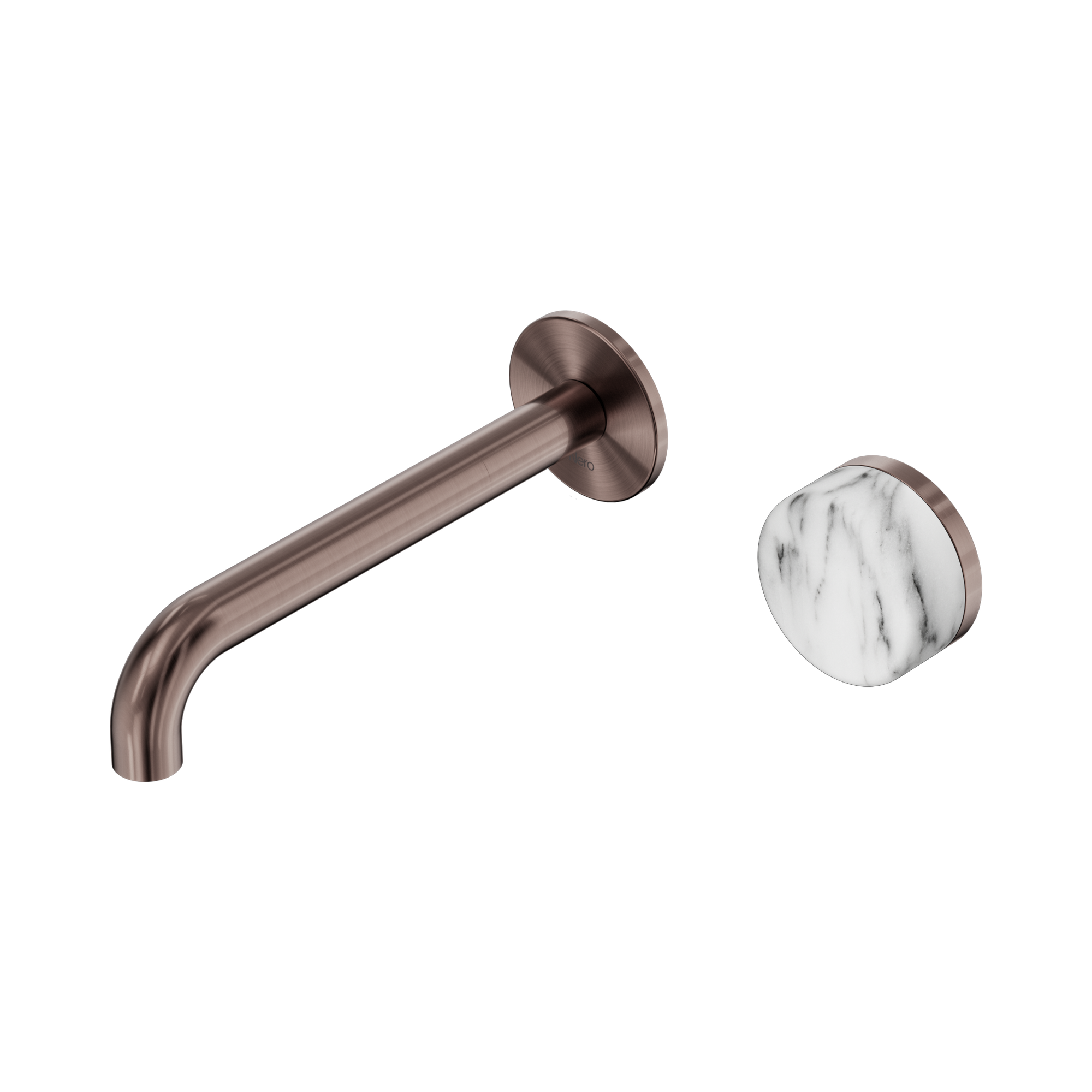 24 E070 BZ Serenity Progressive Wall Basin Mixer 185mm Spout With Arabescato Corchia Handle Brushed Bronze image 1