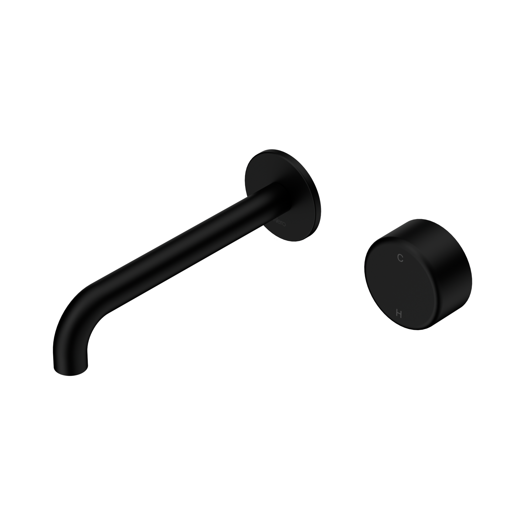 24 E072 MB Serenity Progressive Wall Basin Mixer 185mm Spout With Metal Handle Matte Black image 1