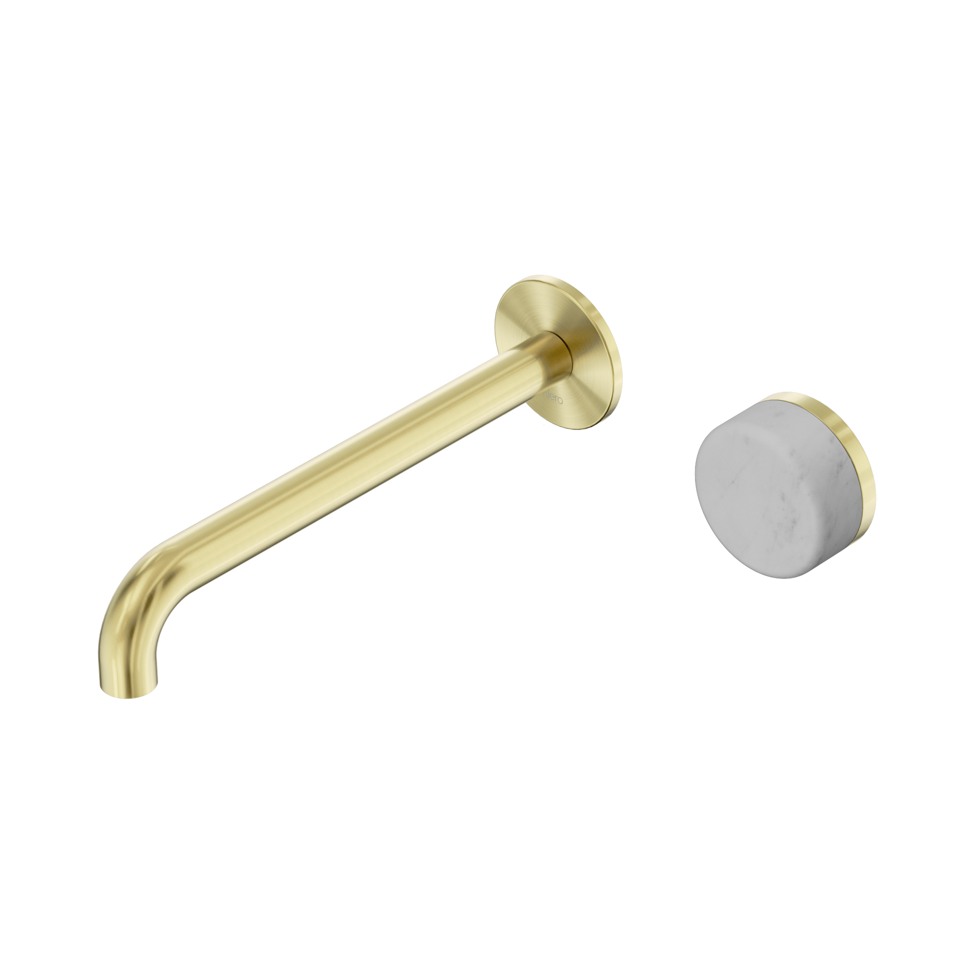 24 E073 BG Serenity Progressive Wall Basin Mixer 220mm Spout With Carrara Handle Brushed Gold image 1