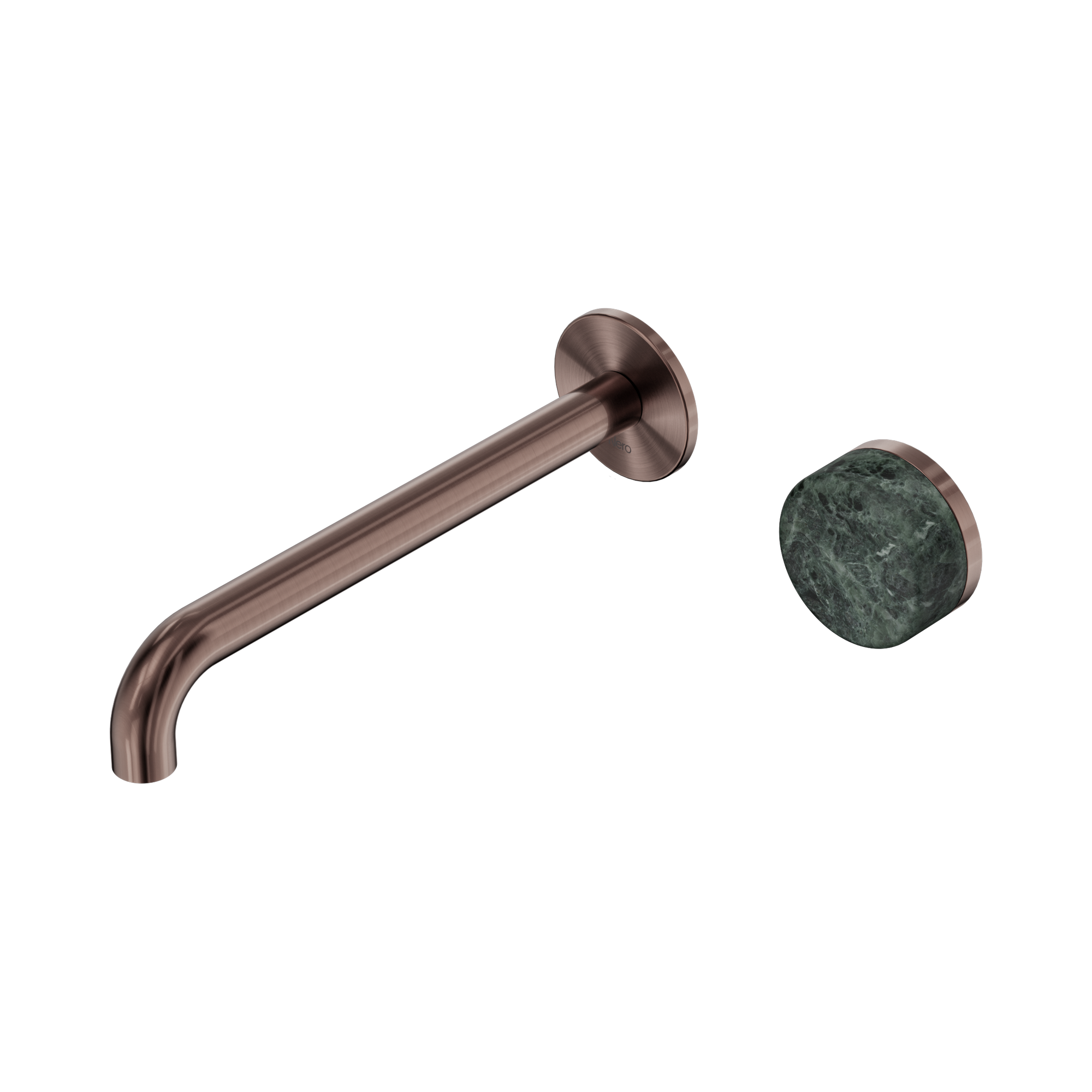 24 E074 BZ Serenity Progressive Wall Basin Mixer 220mm Spout With Verde Alpi Handle Brushed Bronze image 1
