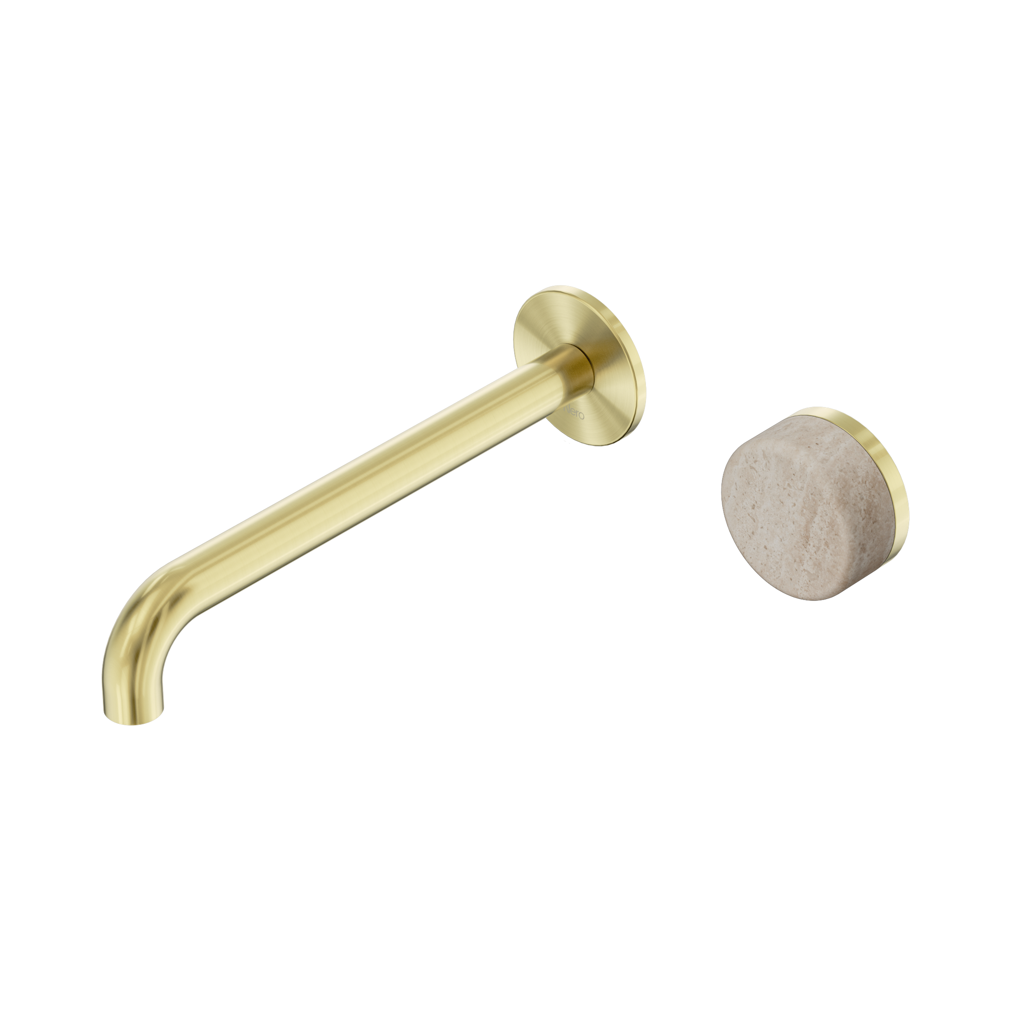 24 E075 BG Serenity Progressive Wall Basin Mixer 220mm Spout With Rome Travertine Handle Brushed Gold image 1
