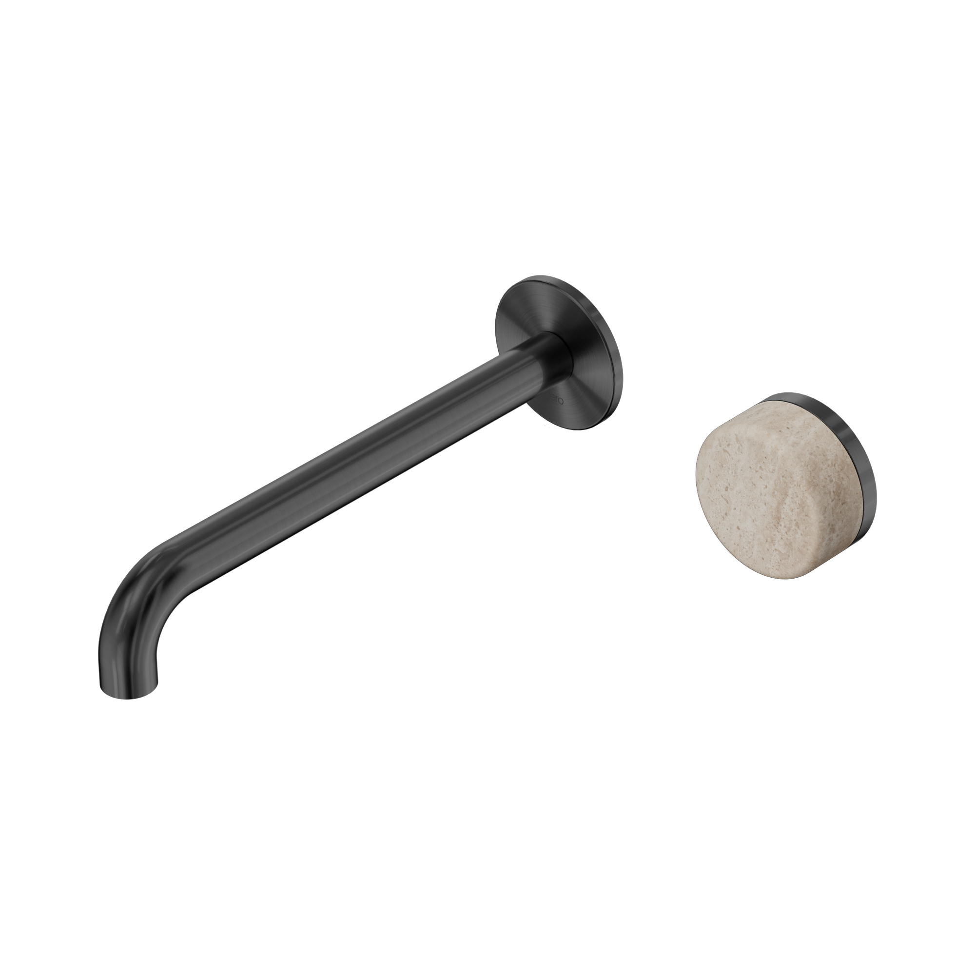 24 E075 GM Serenity Progressive Wall Basin Mixer 220mm Spout With Rome Travertine Handle Gun Metal image 1