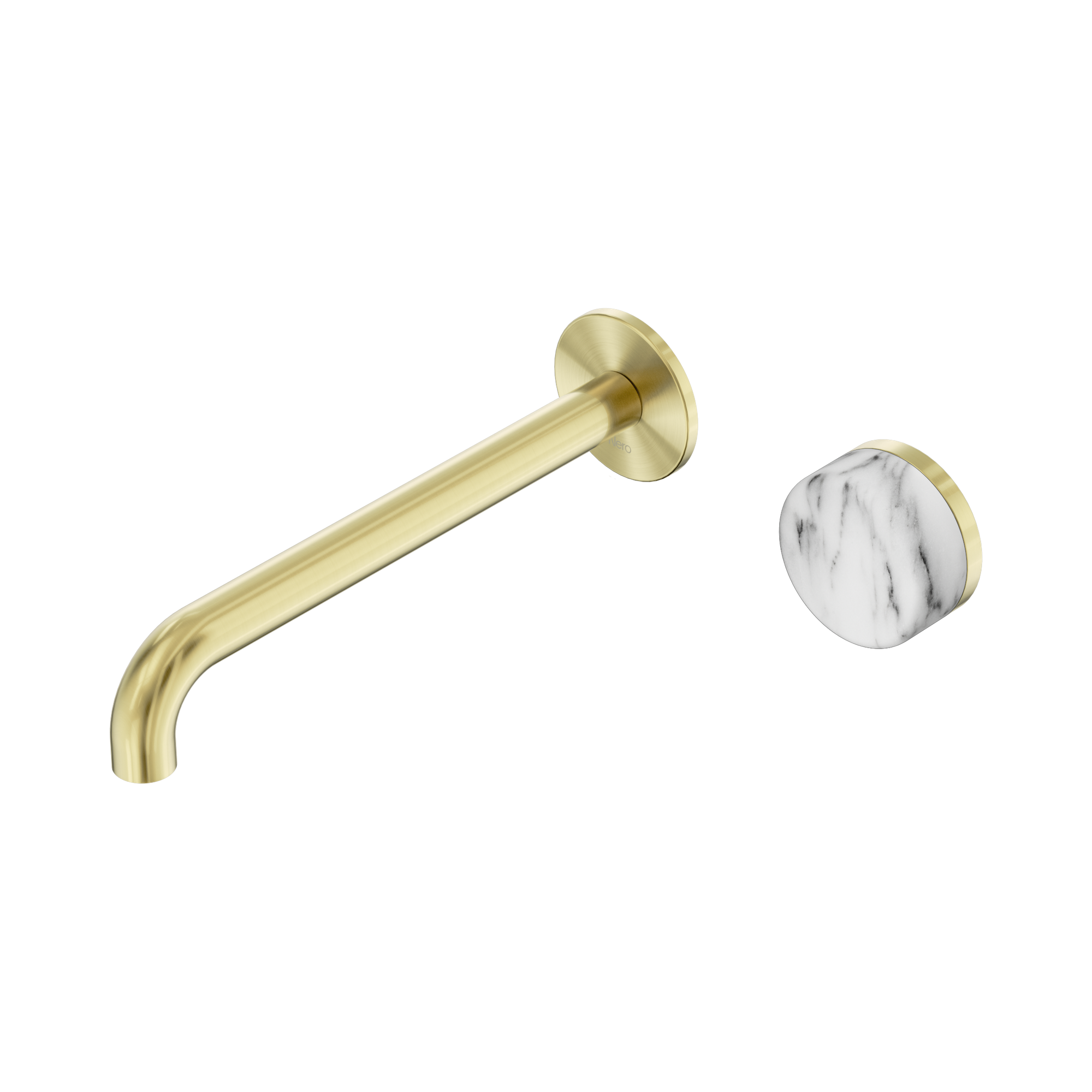 24 E076 BG Serenity Progressive Wall Basin Mixer 220mm Spout With Arabescato Corchia Handle Brushed Gold image 1