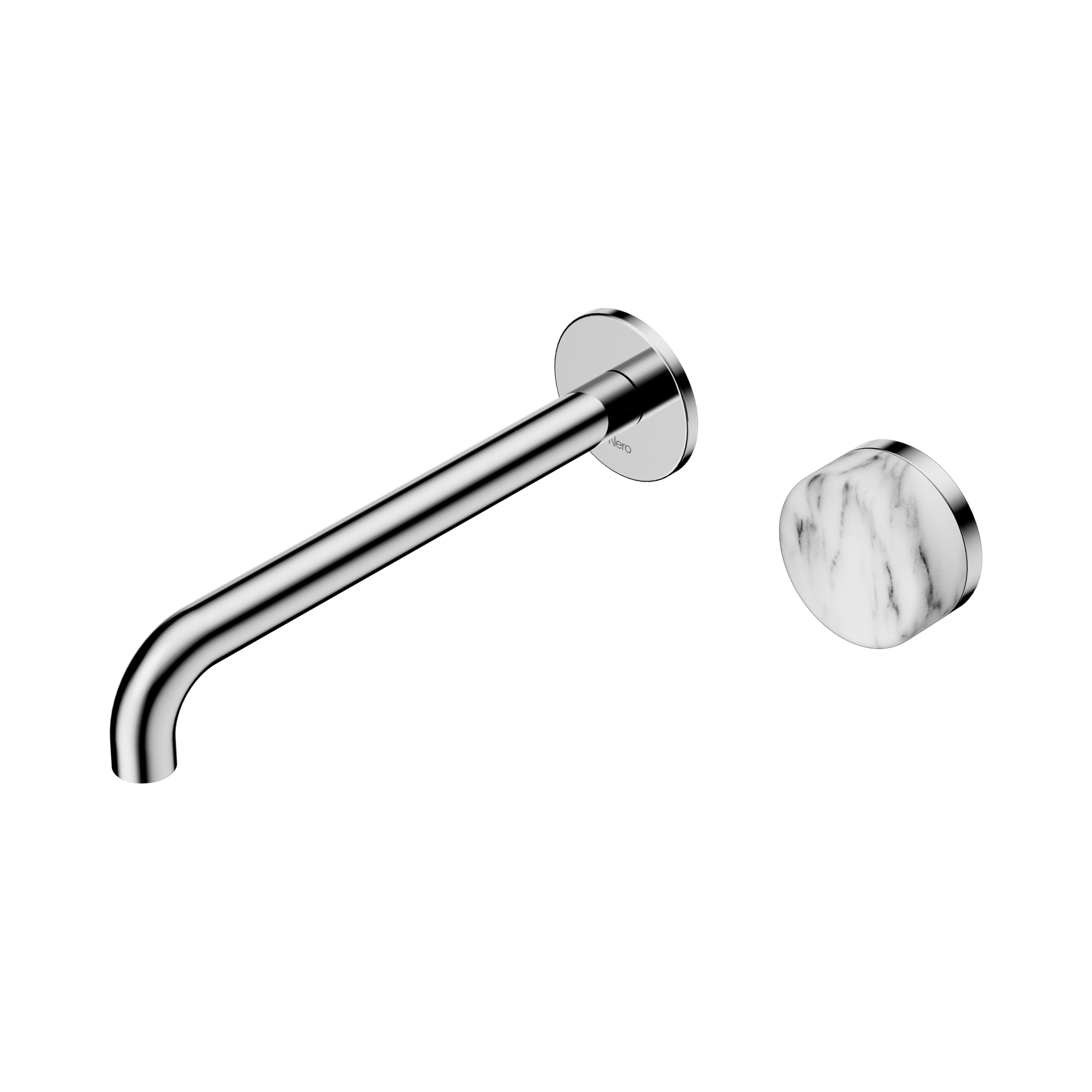 24 E076 CH Serenity Progressive Wall Basin Mixer 220mm Spout With Arabescato Corchia Handle Chrome image 1