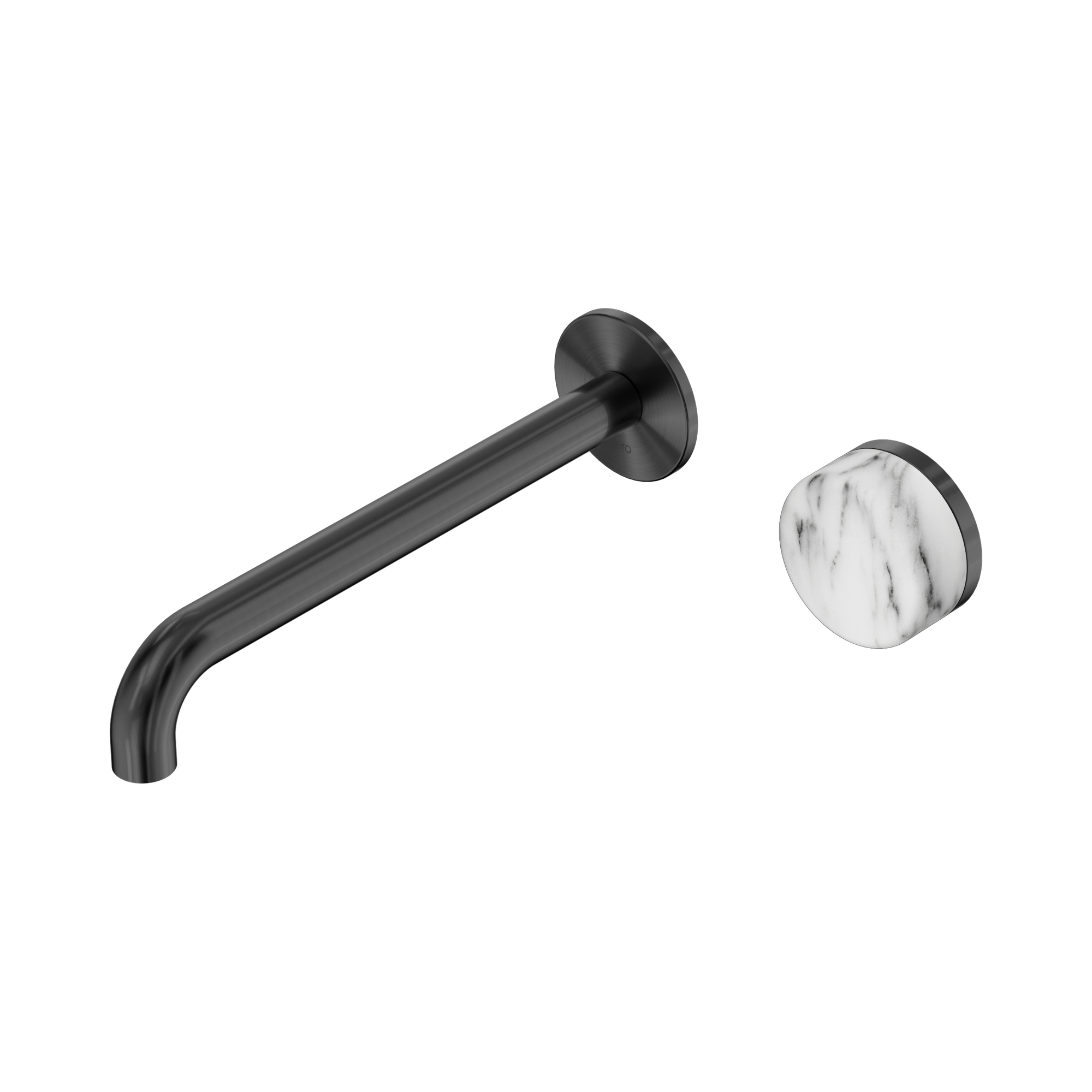 24 E076 GM Serenity Progressive Wall Basin Mixer 220mm Spout With Arabescato Corchia Handle Gun Metal image 1