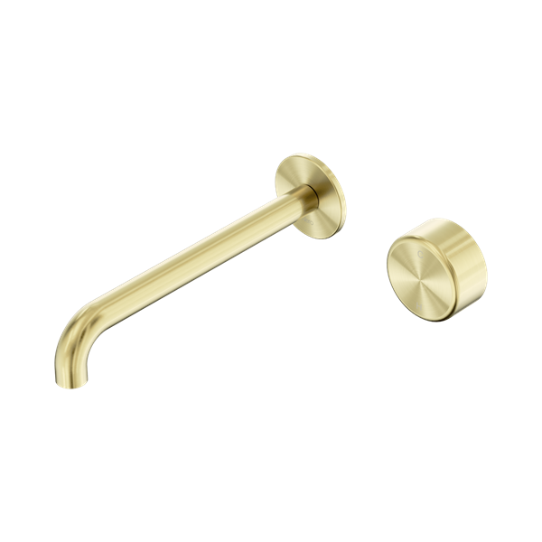 24 E078 BG Serenity Progressive Wall Basin Mixer 220mm Spout With Metal Handle Brushed Gold Thumb