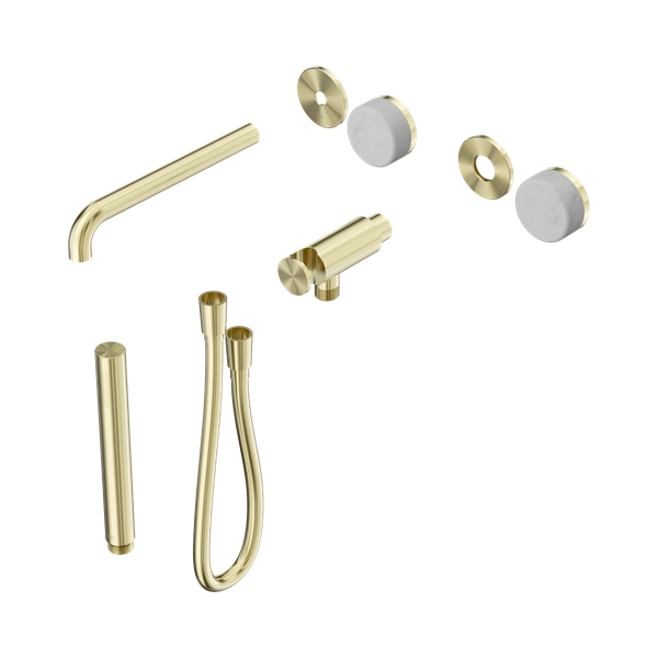 24 E079 BG Serenity Progressive Shower System With Spout With Carrara Handle And Slim Shower Trim Kit Only Brushed Gold Thumb