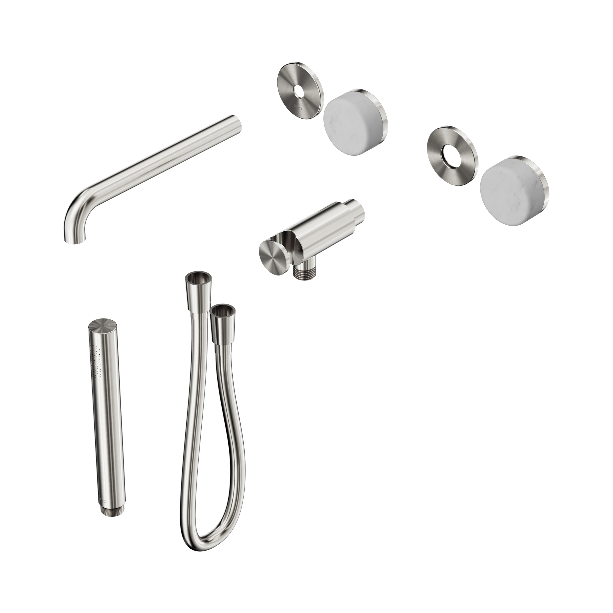 24 E079 BN Serenity Progressive Shower System With Spout With Carrara Handle And Slim Shower Trim Kit Only Brushed Nickel image 1