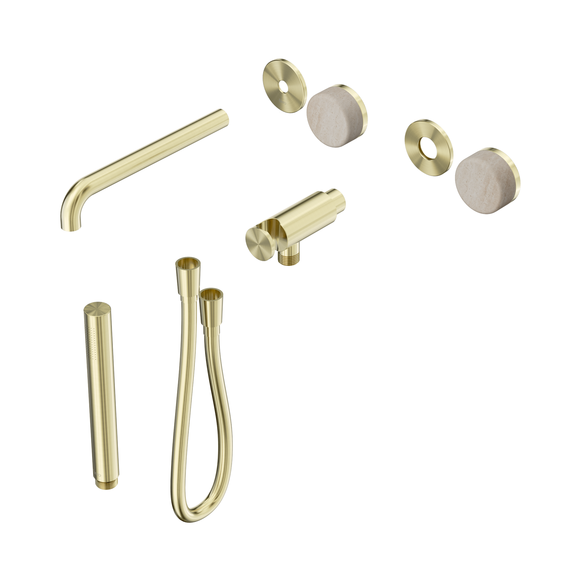 24 E081 BG Serenity Progressive Shower System With Spout With Rome Travertine Handle And Slim Shower Trim Kit Only Brushed Gold image 1