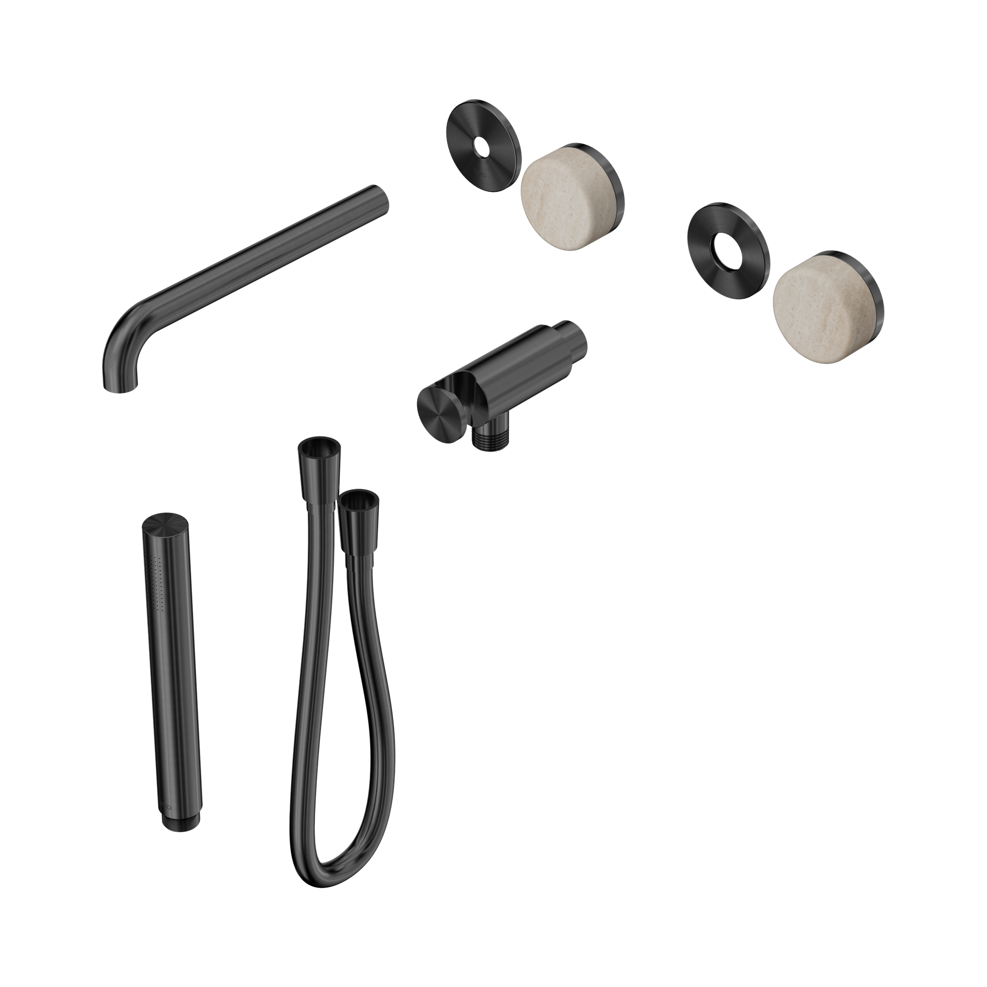 24 E081 GM Serenity Progressive Shower System With Spout With Rome Travertine Handle And Slim Shower Trim Kit Only Gun Metal image 1